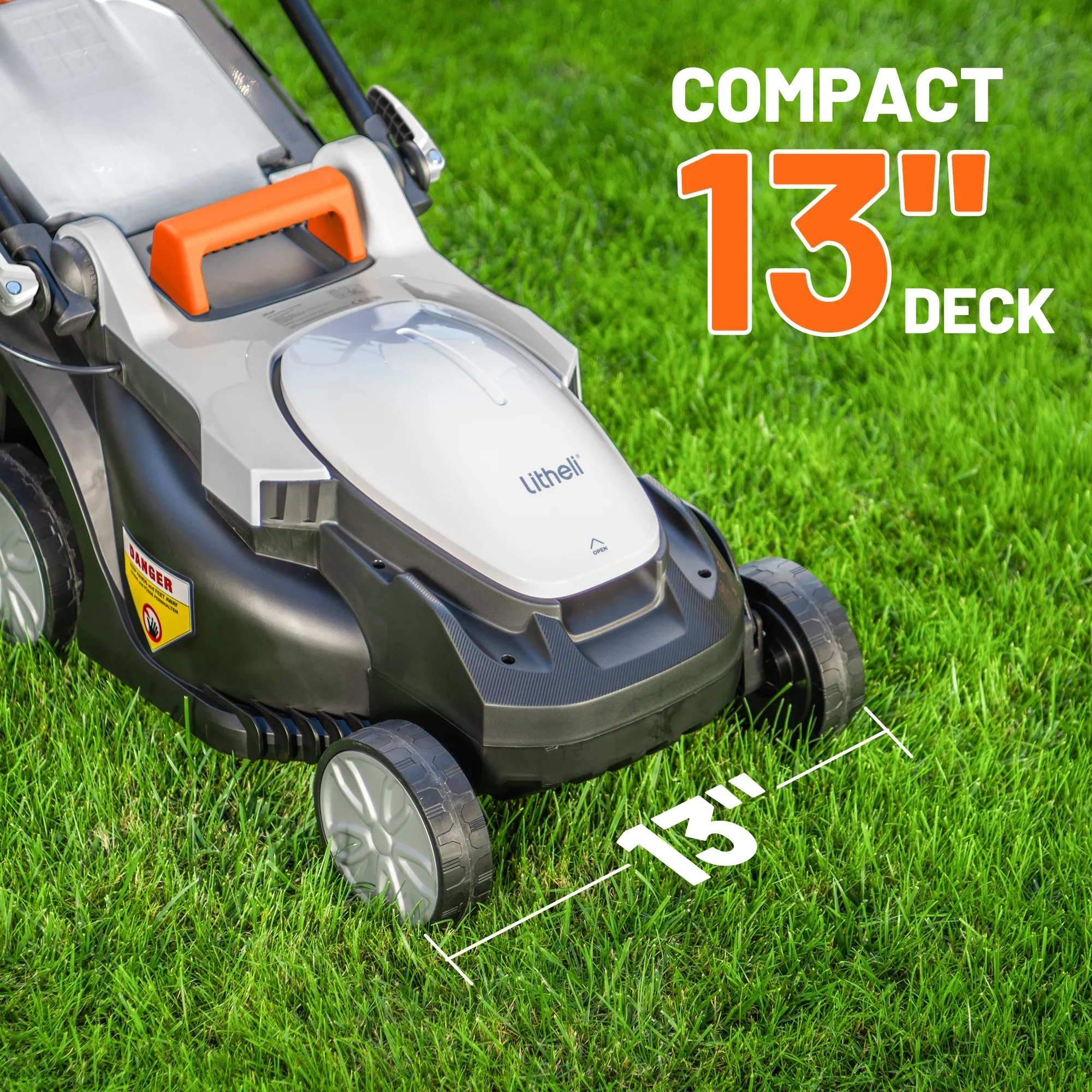 Litheli Cordless Lawn Mower, U20 Series 20V Electric Lawn Mowers, 13 Inch, Adjustment Heights, Light Weight, With 4.0Ah Portable Battery, for Garden/Yard/Farm