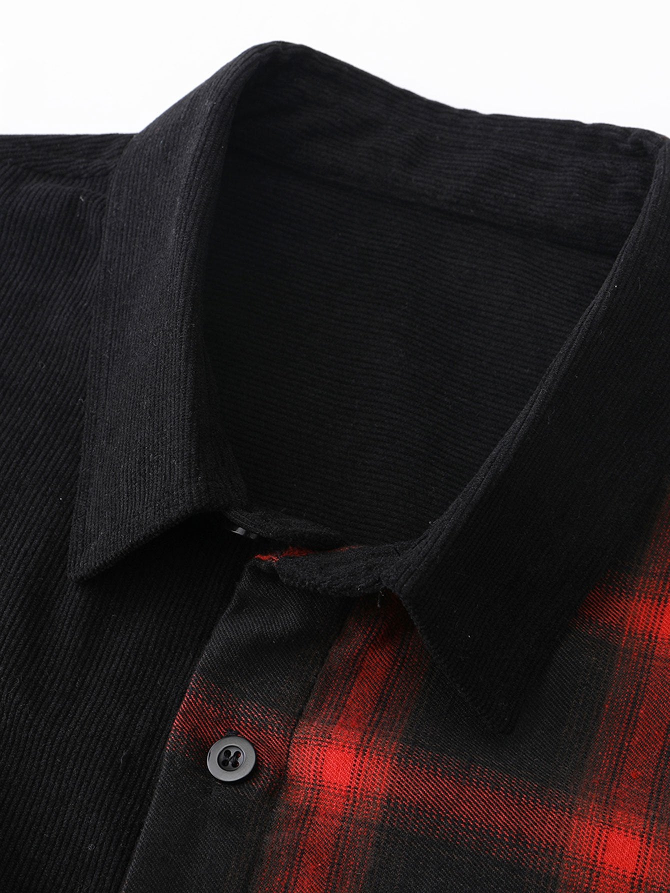 Chemise à carreaux en velours côtelé à manches longues