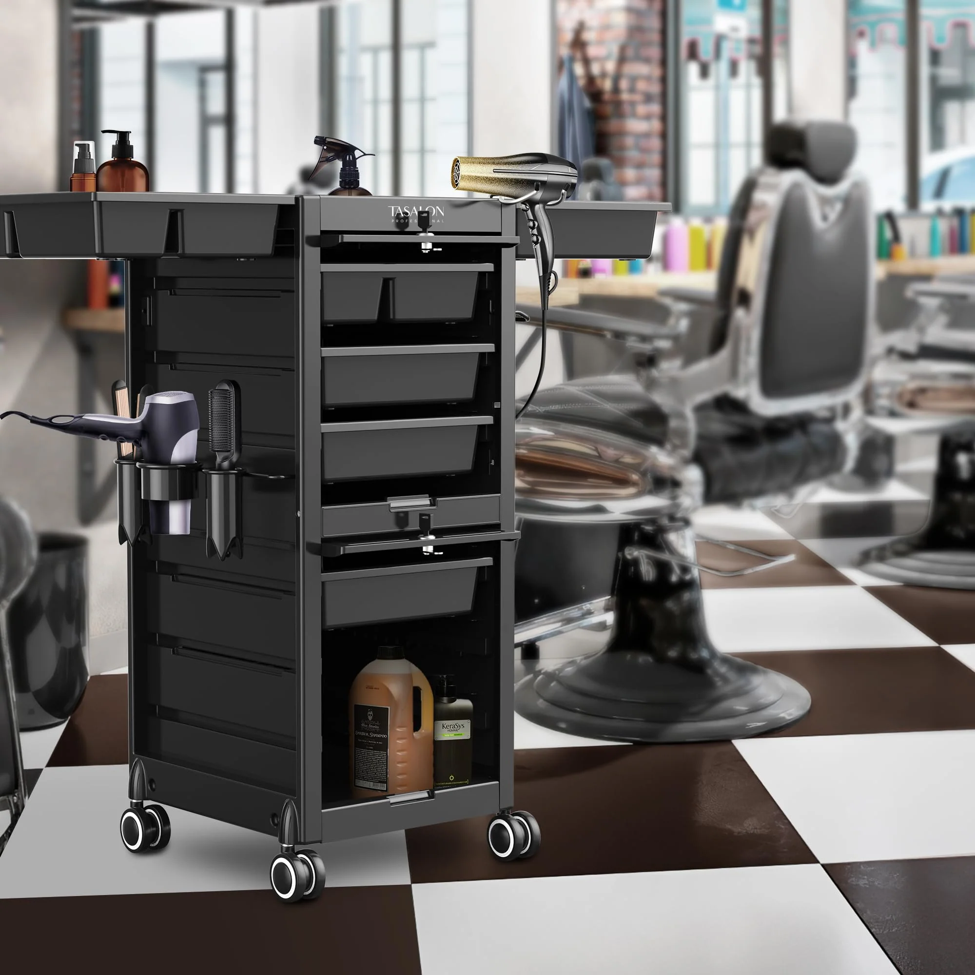TASALON Lockable Salon Trolley Cart with 6 Drawers