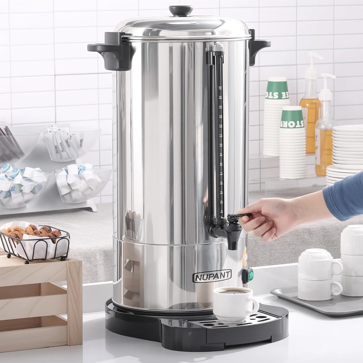 Cafetière professionnelle 100 tasses, 15 L, acier inoxydable 304
