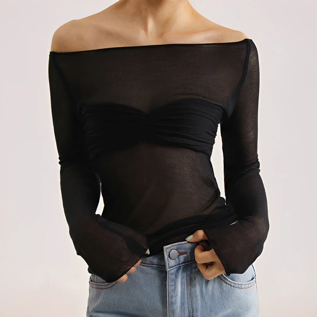 Shanelle - Blouse Épaules Dénudées à Manches Longues
