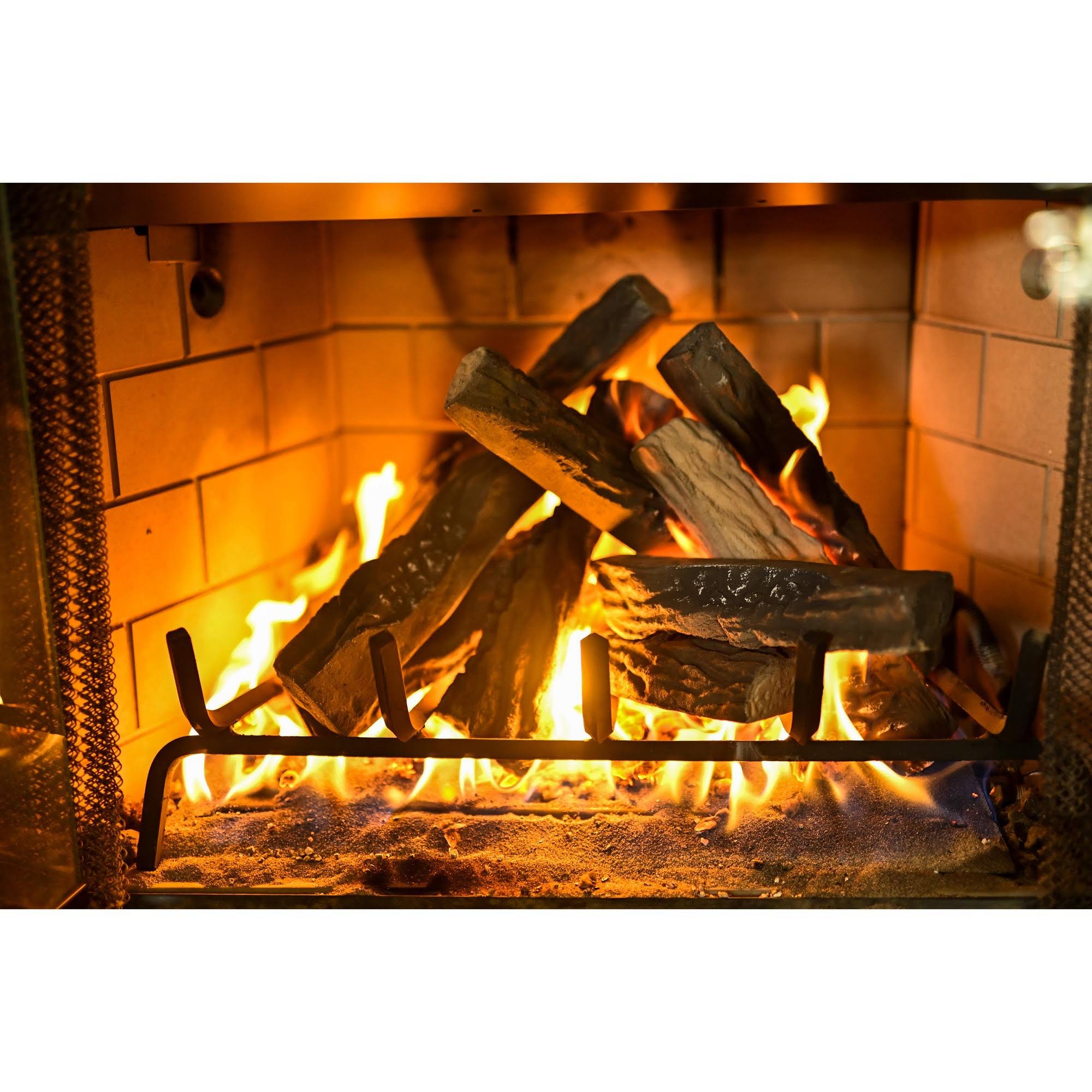 Barton 10 Piece Fireplace Logs Ceramic Logs Wood Fire Place Log GAS Heat Resistant Realistic Logs Stackable Logs Indoor or Outdoor Set