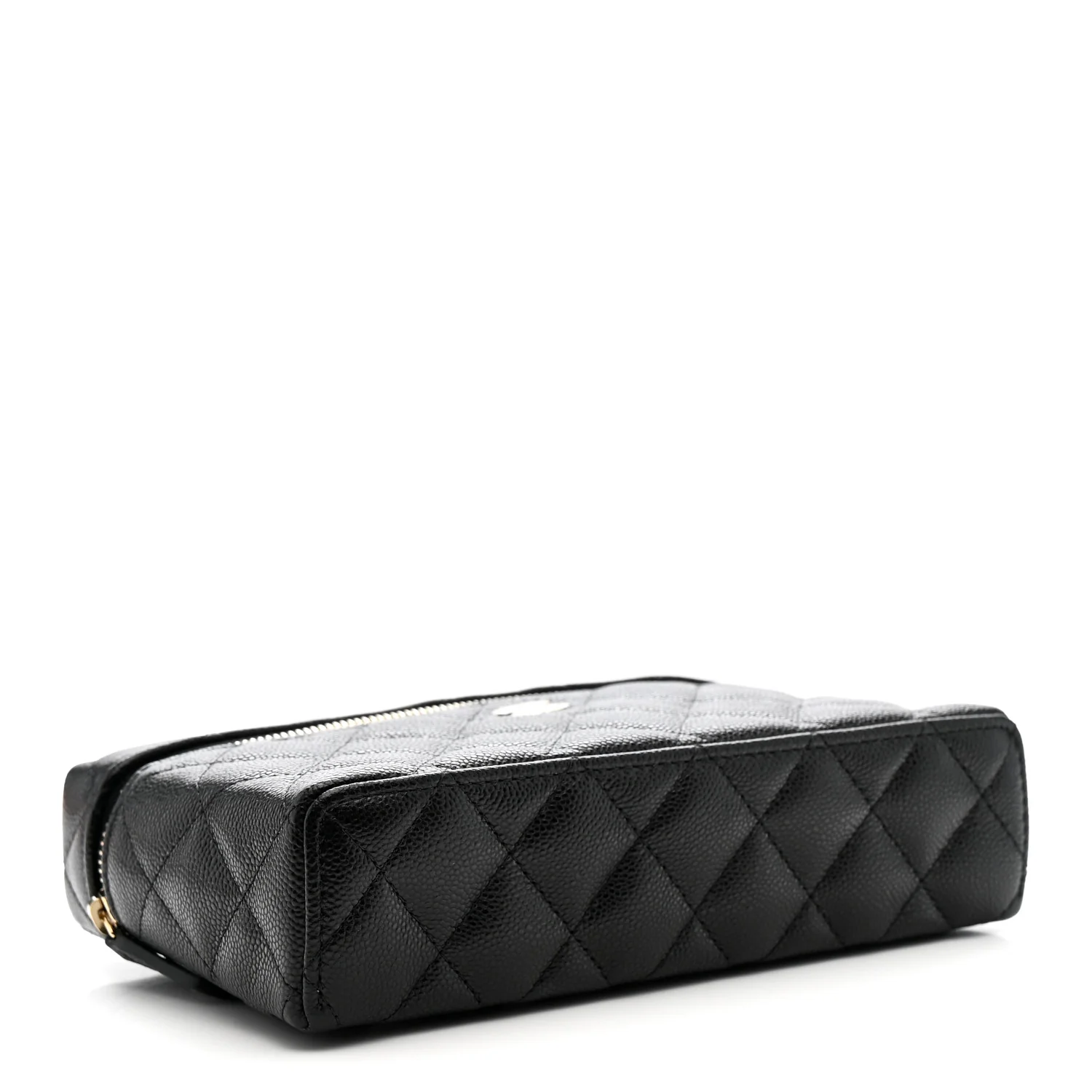Caviar Quilted Top Handle Slim Vanity With Chain Black