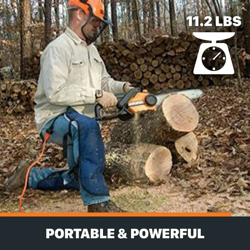 WG304.2 18in 15 Amp Electric Chainsaw with Auto-Tension, Chain Brake - Image 2