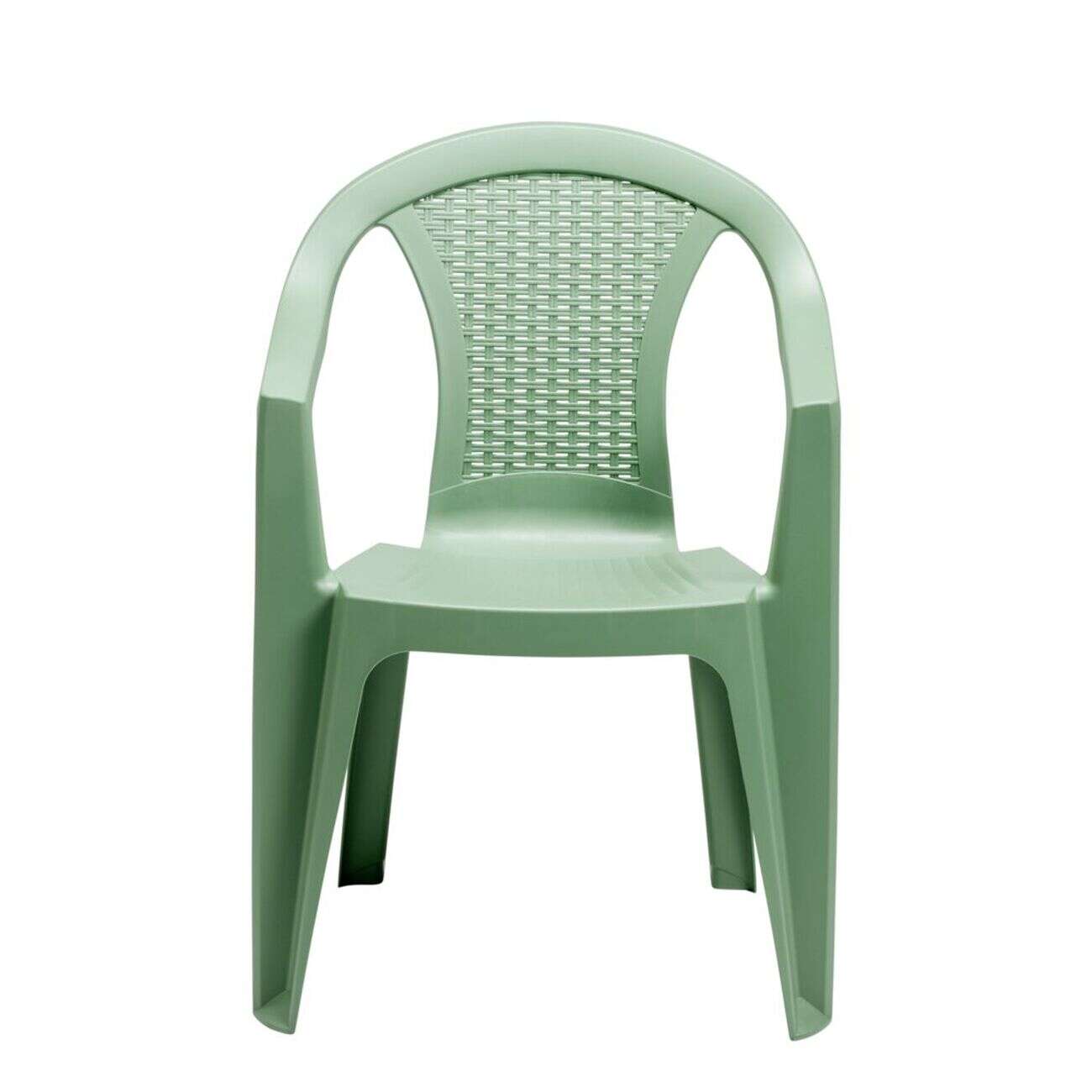 Fauteuil de jardin Viva monobloc plastique tressé vert 56x53xH80cm