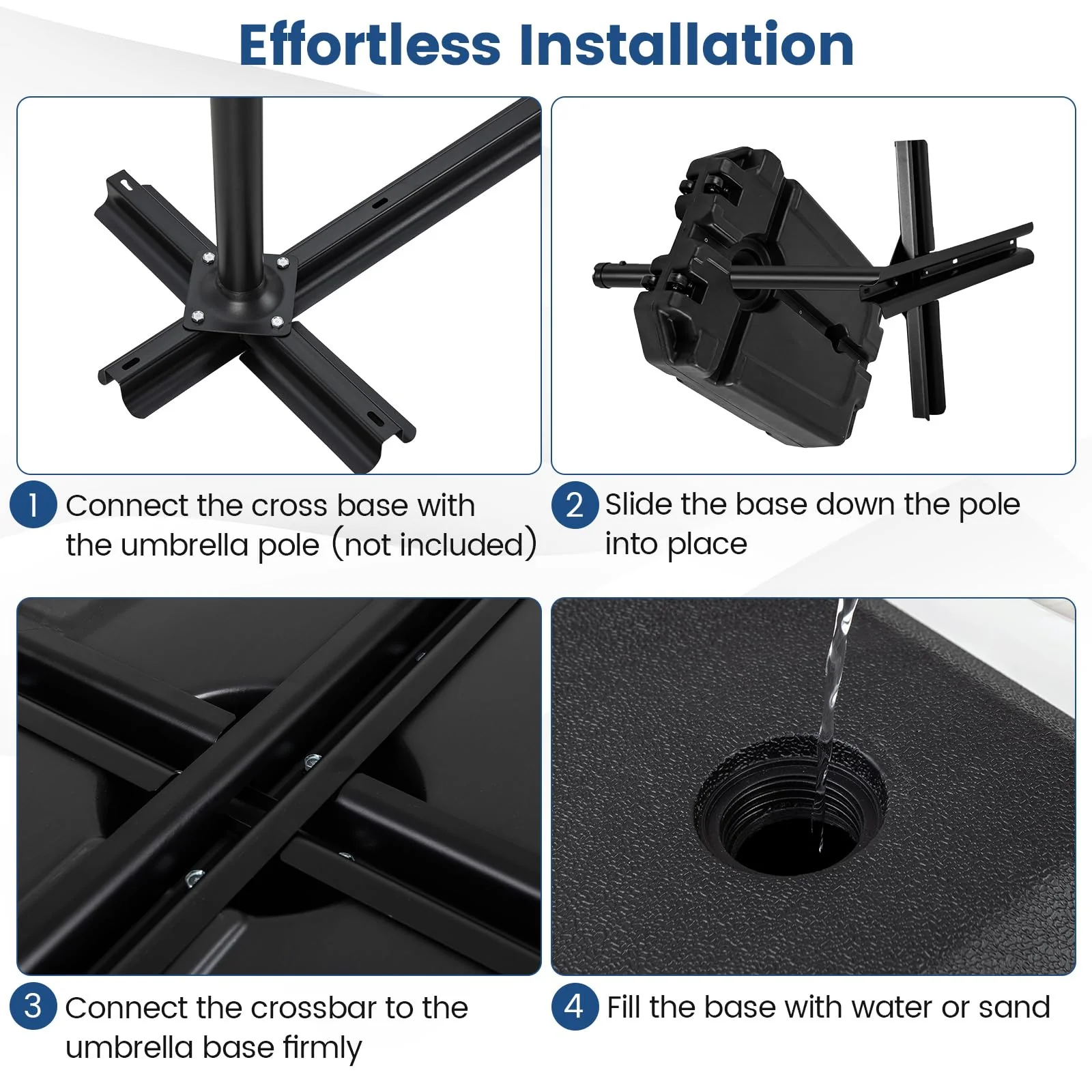Tangkula 165 Lbs HDPE Offset Umbrella Stand with Crossbar
