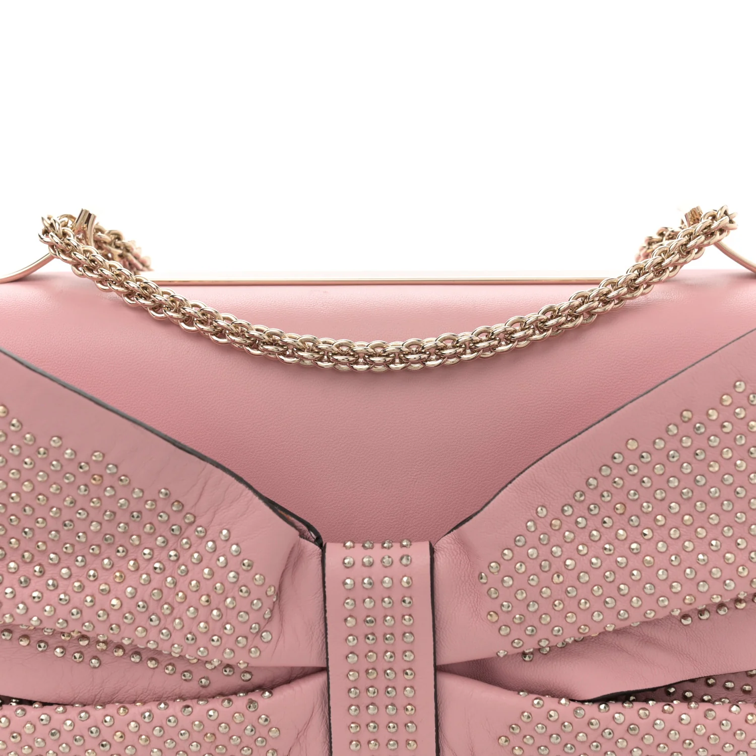 Nappa Bow Studded Shoulder Bag Pop Gardenia