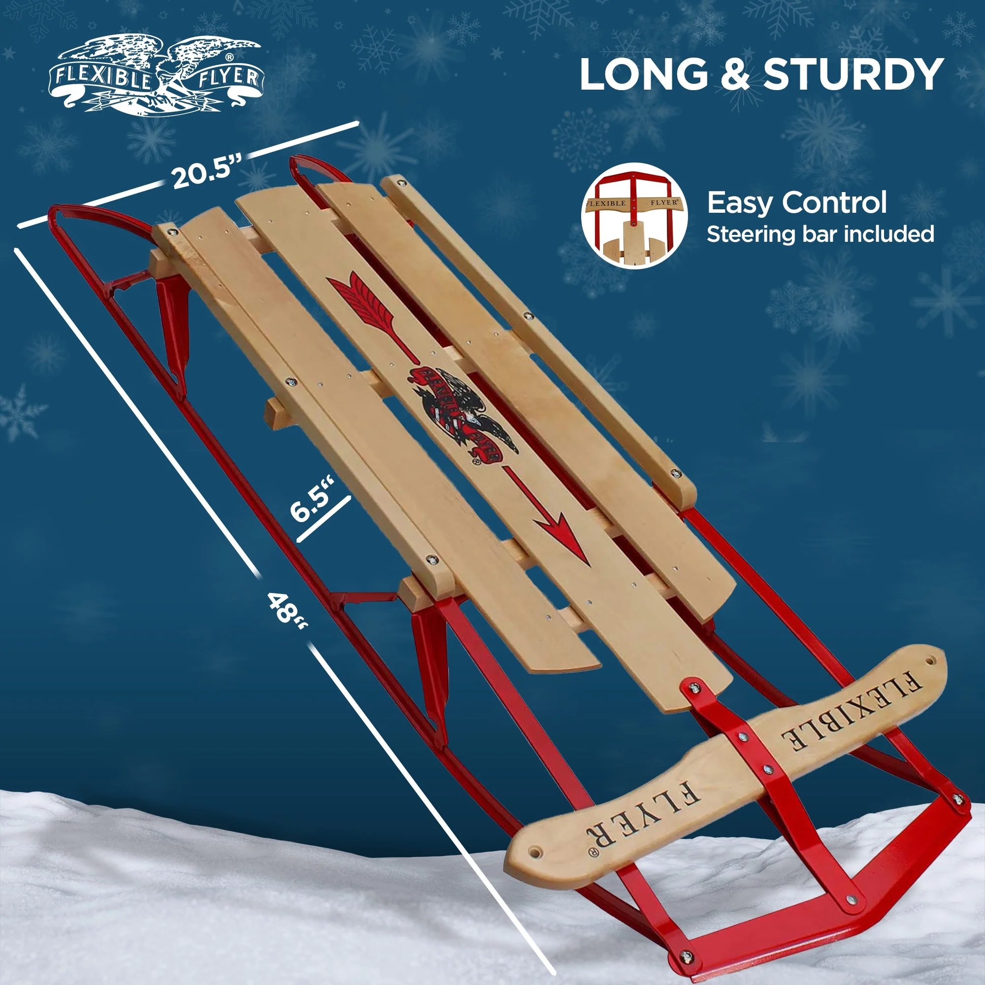 1048 Metal Runner Steel Wood Snow Slider Sled, 48 inch(48") - Image 9