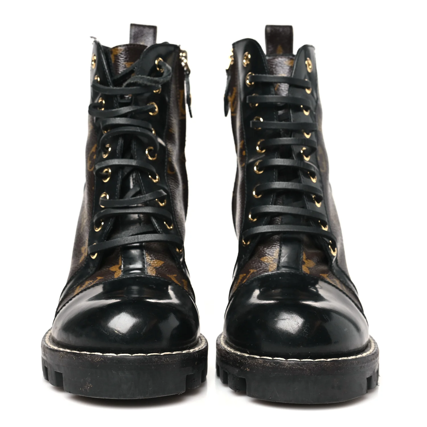 Patent Calfskin Monogram Star Trail Ankle Boots 38.5 Black