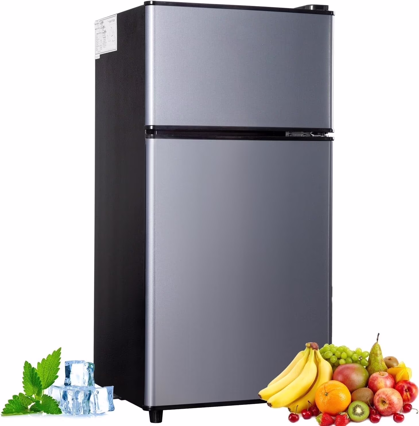 Mini Fridge with Freezer, 2.5 Cu.ft Small Fridge, Low Noise,7 Adjustable Thermostat, Double Door Small Refrigerator for Dorm, Bedroom, Office, Blue