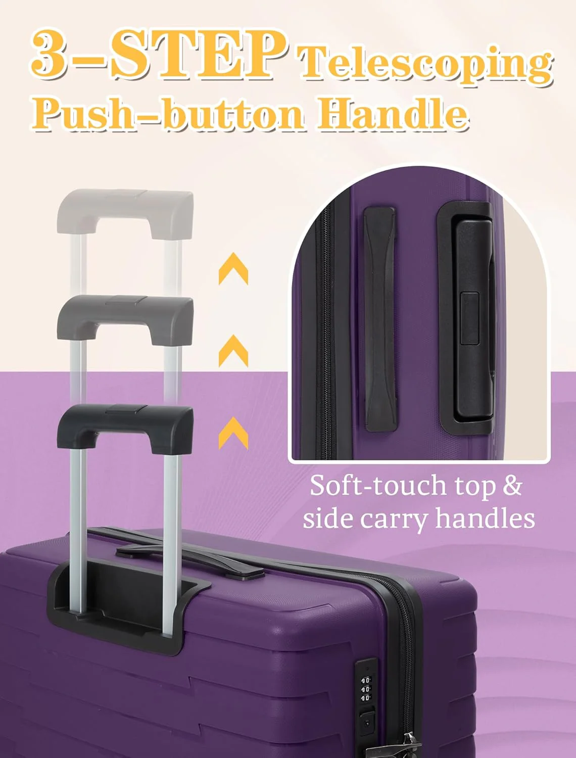 Ensemble de 5 valises à roulettes, valise rigide en ABS avec roulettes multidirectionnelles