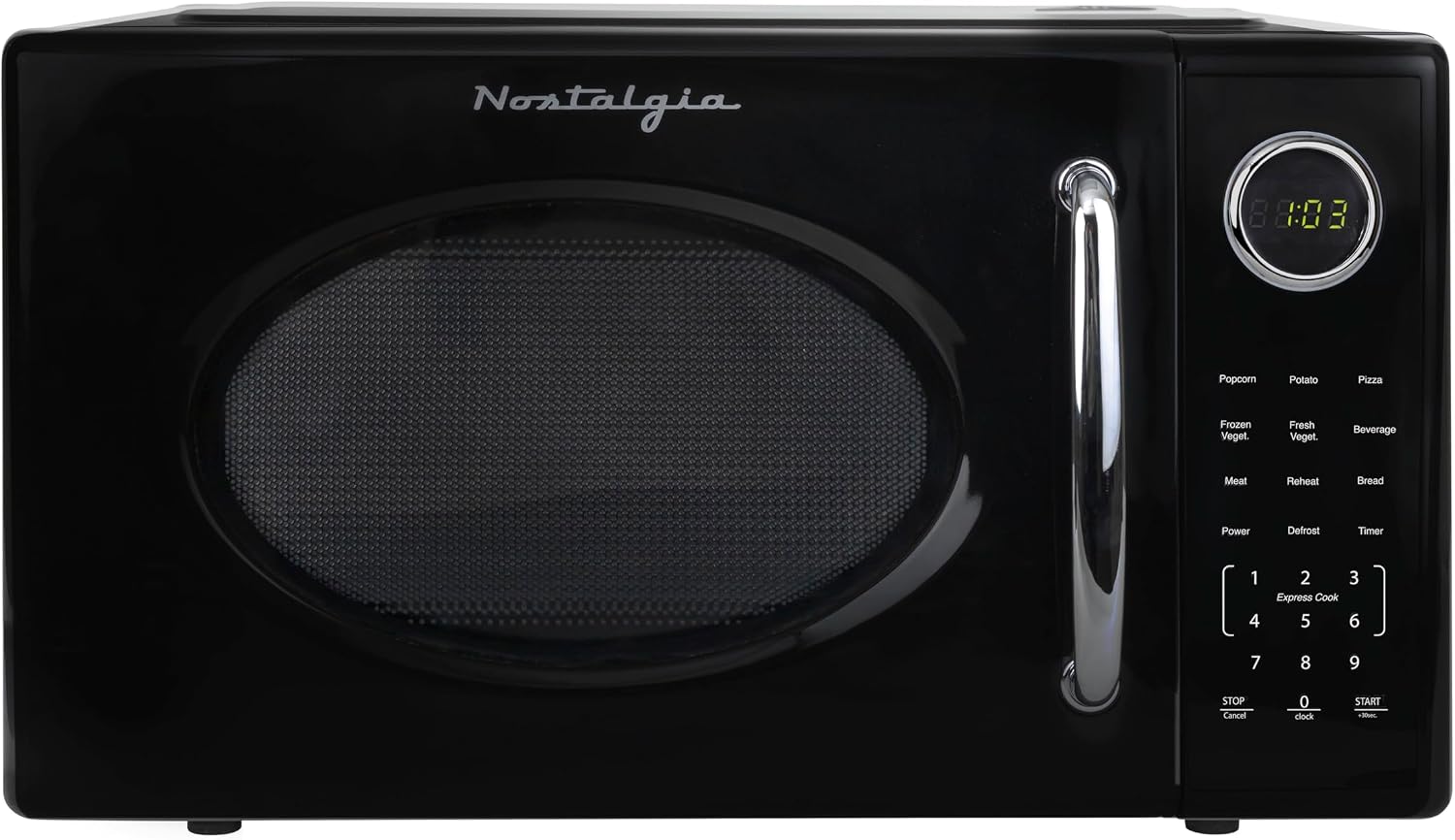 Nostalgia Retro Microwave - Countertop Microwave Oven - Includes 12 Pre-Programmed Settings and Digital Clock - 0.9 CU Ft- 800 Watts - Yellow