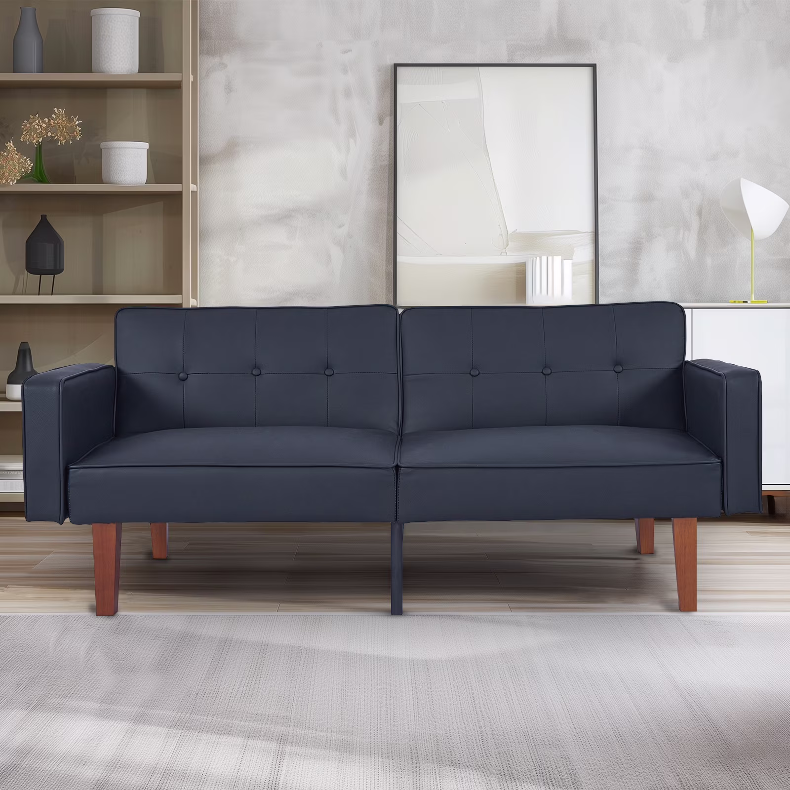 Sofa Bed, Convertible Memory Foam Futon Couch, Adjustable Sleeper Sofa Bed for Living Room, Gray(Gray1) - Image 3