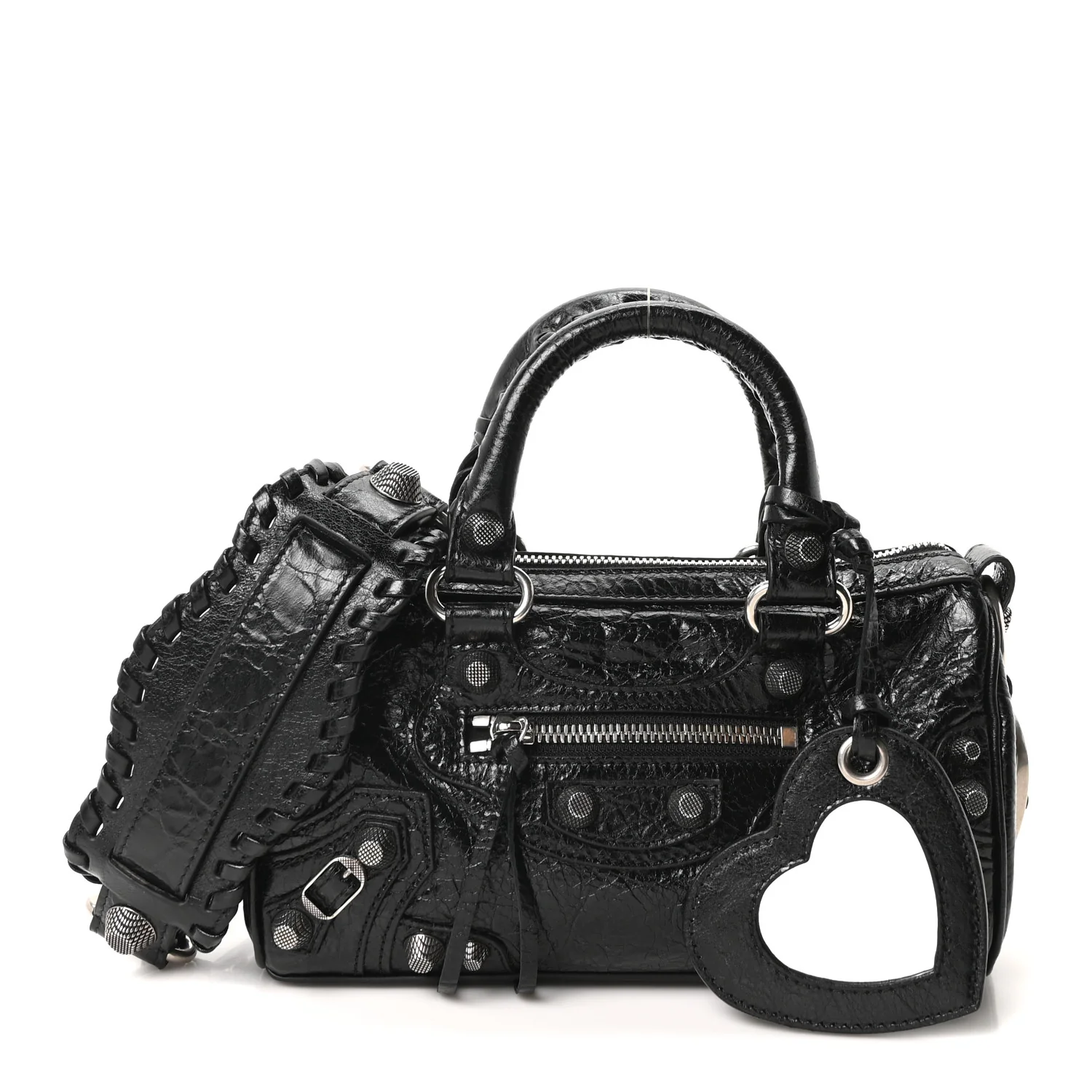 Agneau Arena Mini Le Cagole Duffle Crossbody Bag Black