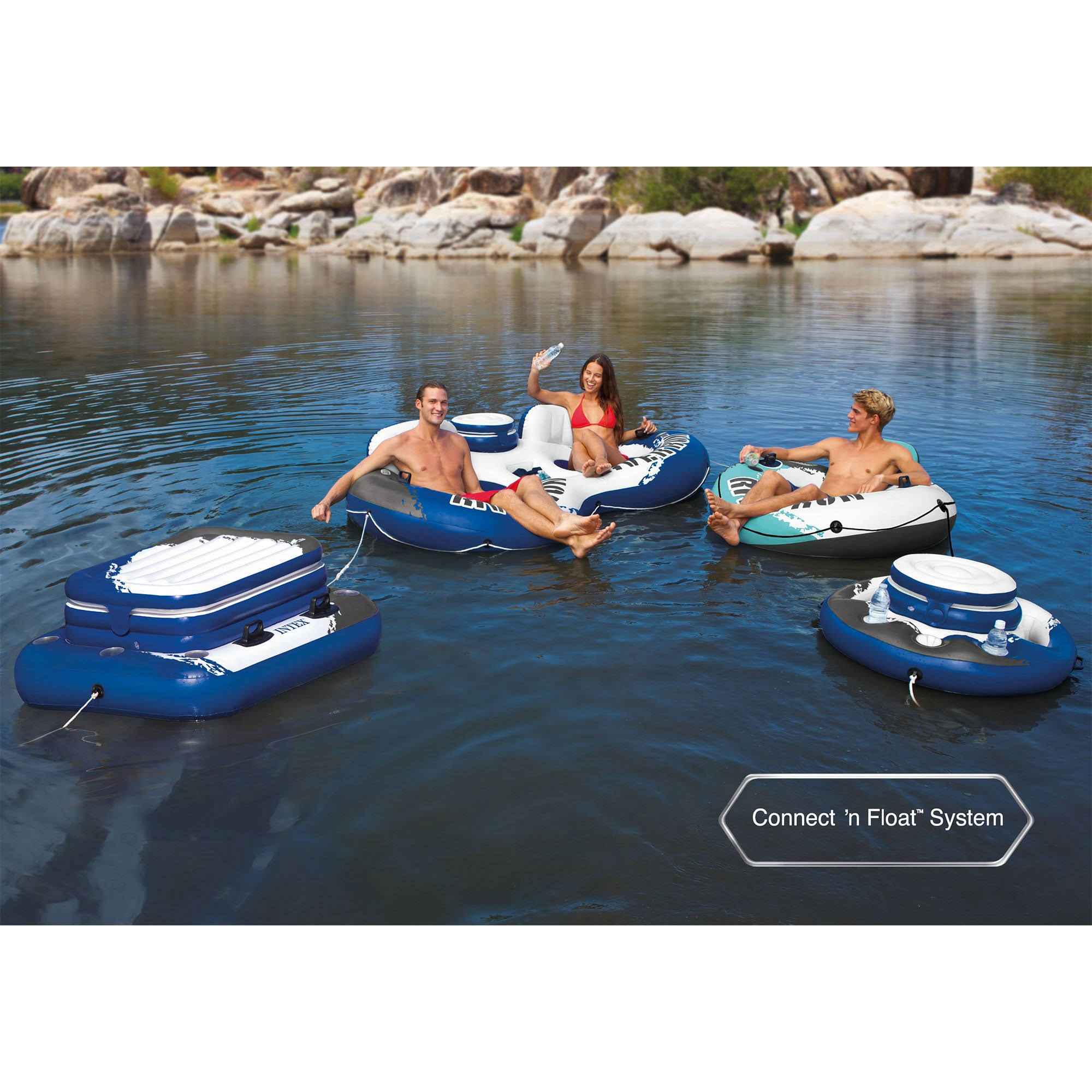 Intex River Run 1 Inflatable Floating Water Tube, Red, 53