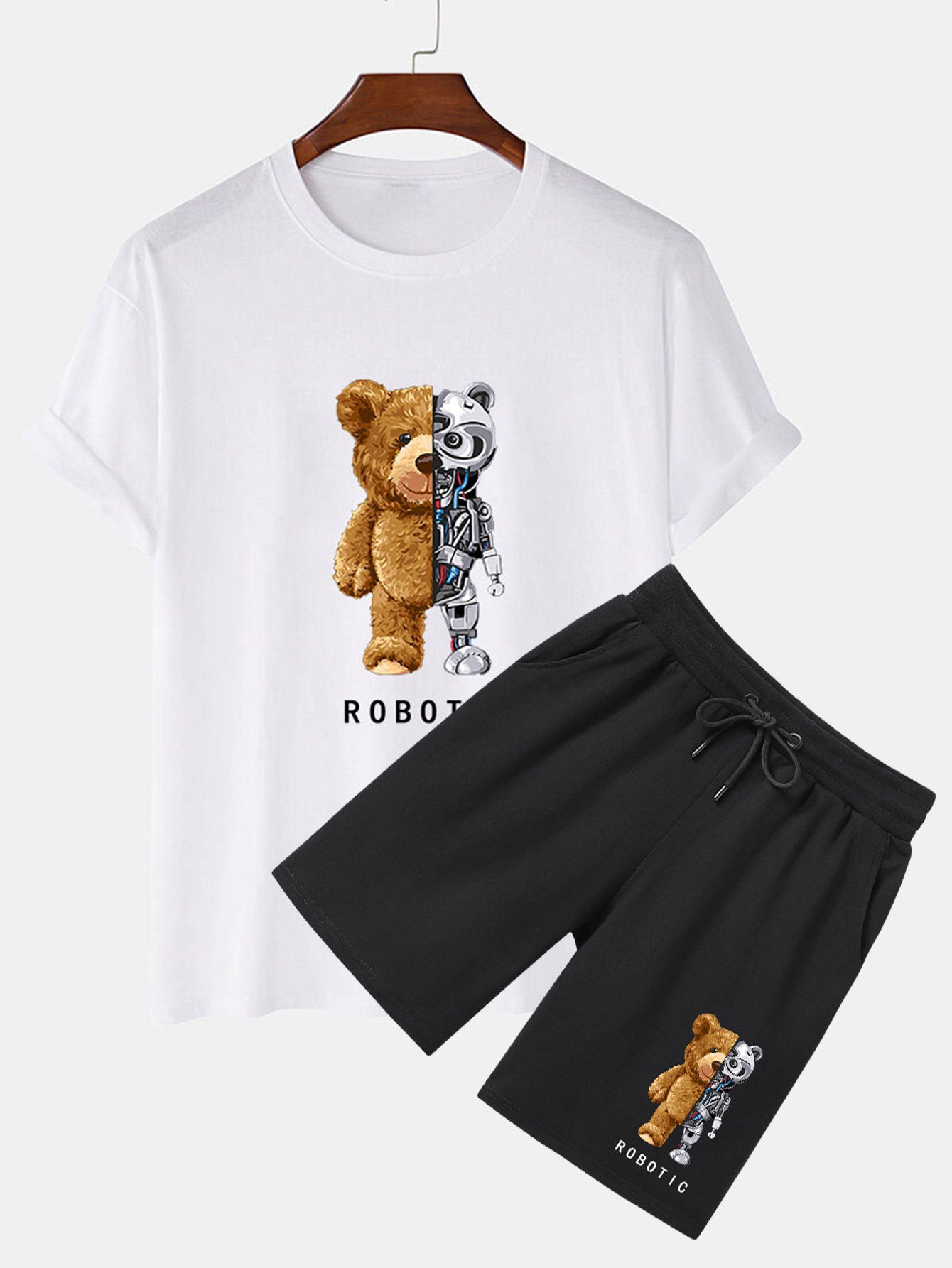 T-shirt et short imprimé ours robot
