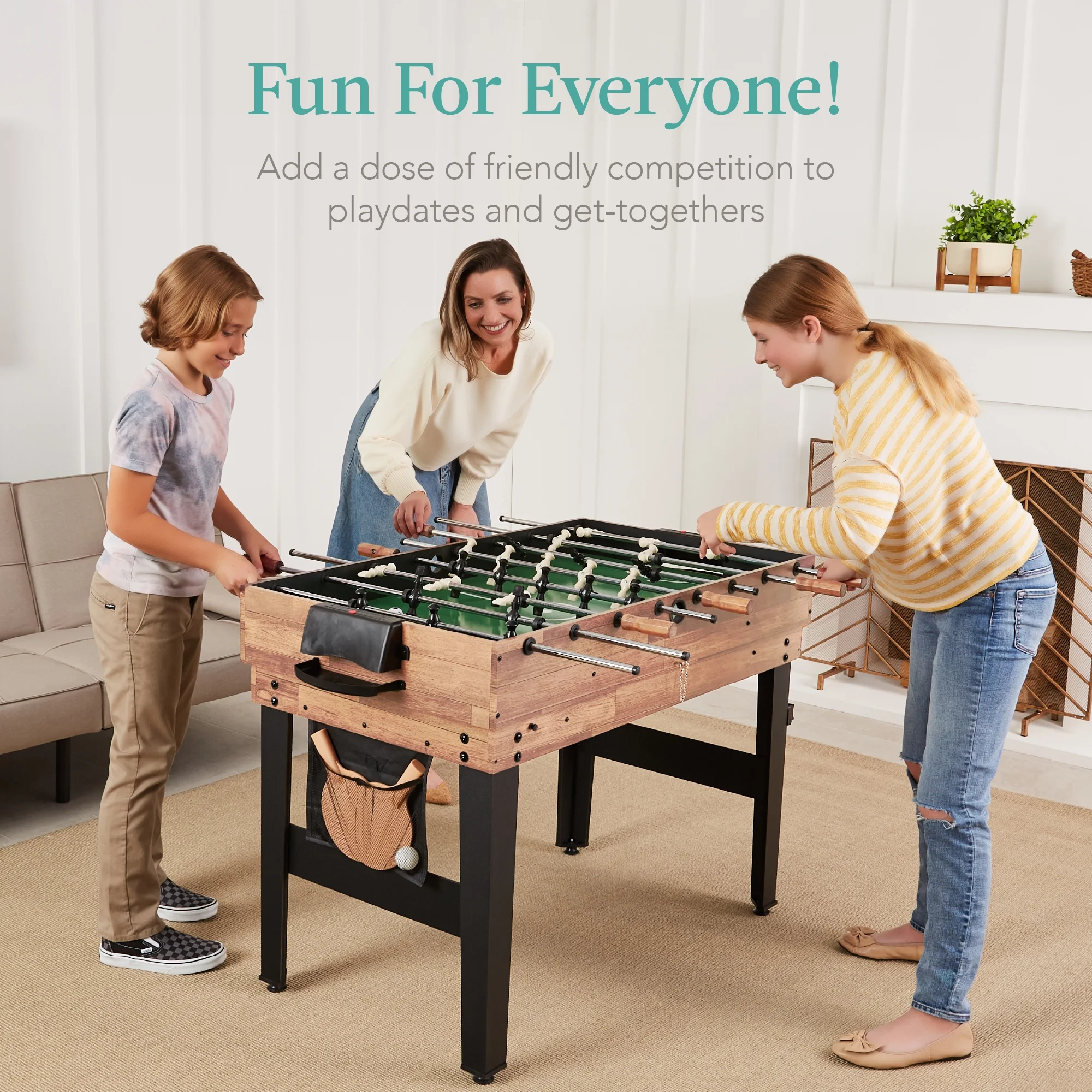 13-in-1 Combo Game Table Set w/ Ping Pong, Foosball, Basketball, Hockey, Archery Natural(Natural) - Image 4
