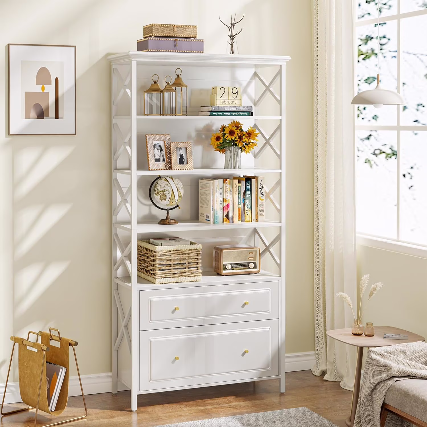 5-Tier Bookcase, 31.50 x 14.17 x 71.65 in(Black) - Image 3