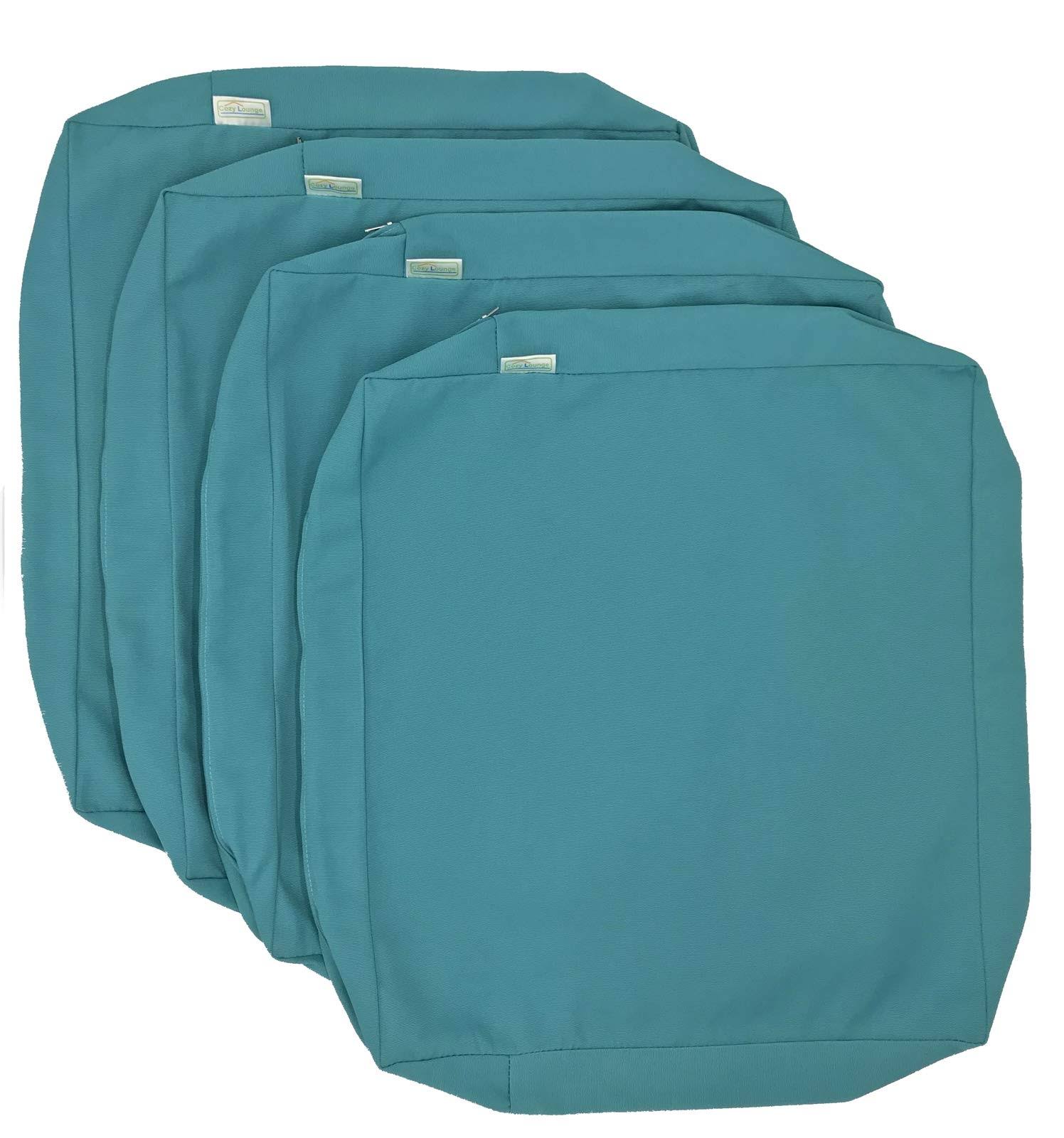 CozyLounge Indoor Outdoor Water Repellent High UV Resistant Patio Chair Cushion Cover (24 inchx24 inchx4 inch (4 Covers), Serenity Teal)