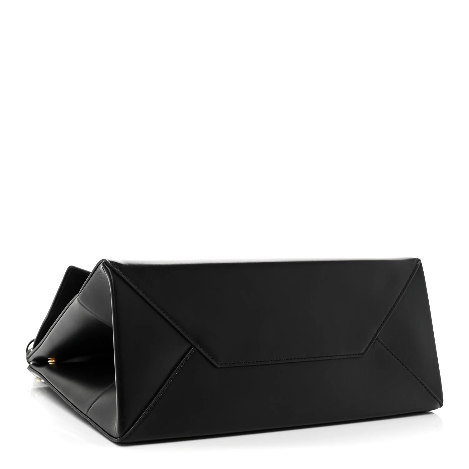 Natural Smooth Calfskin Medium Nano Top Handle Handbag Black
