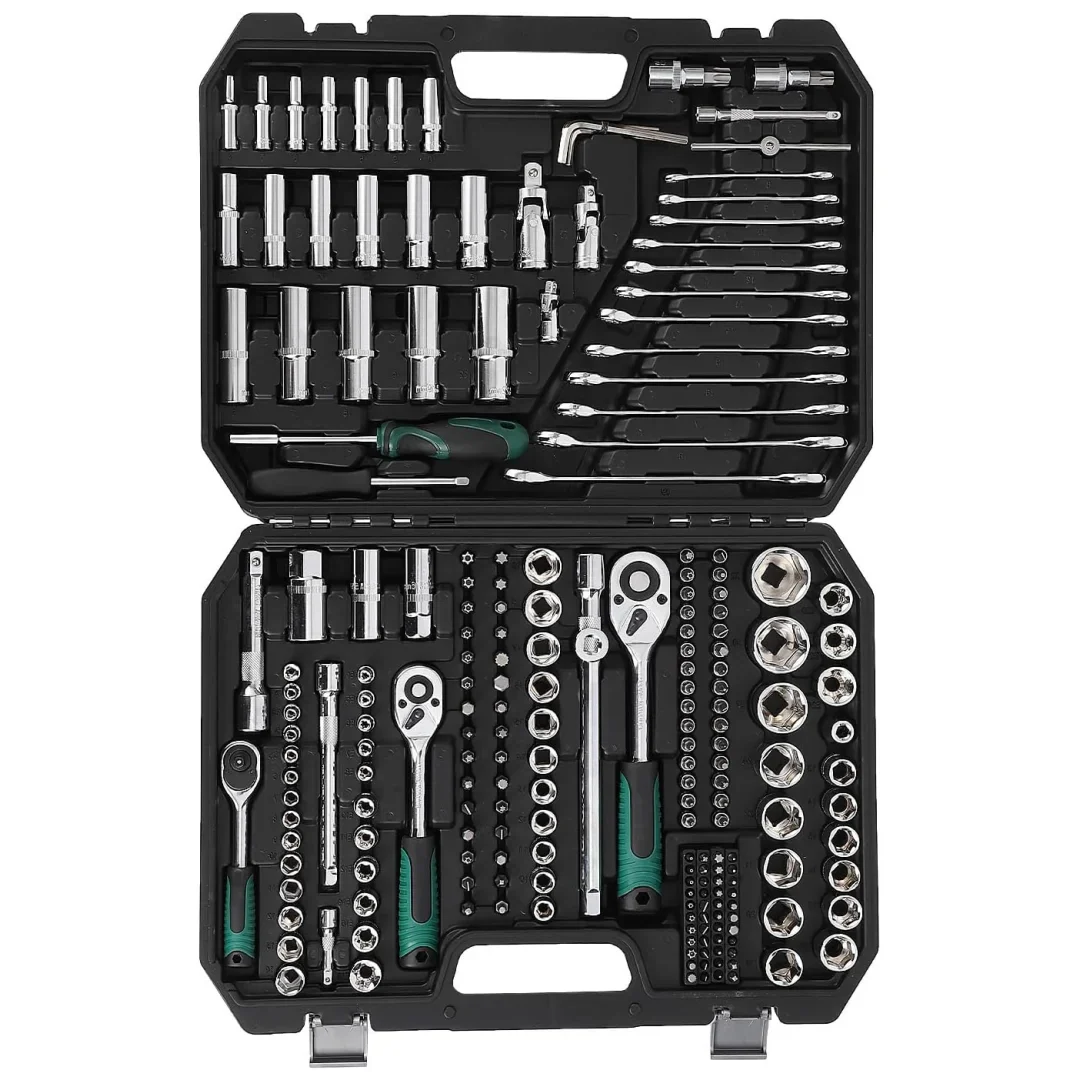 216 Pcs Tool Set, Professional Mechanic Tool Kit and Sockets Wrenches Set with Storage Box, Metric and Sae, Portable Drill Set for Diy, Home Maintenance, Workshops