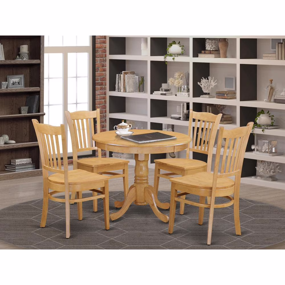 Antique 5-piece Wood Kitchen Table Set in Linen White(White) - Image 3