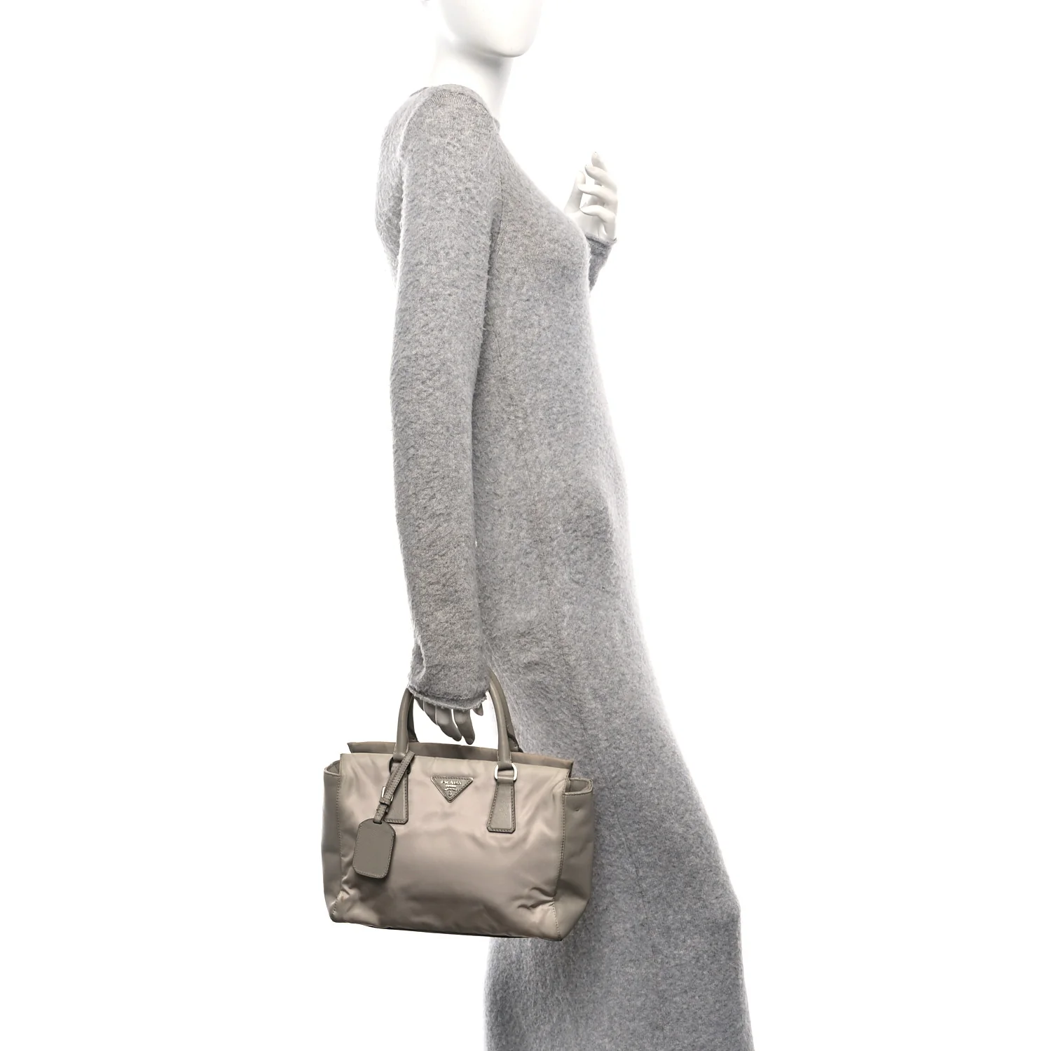 Nylon Saffiano Bi-Color Tote Grey