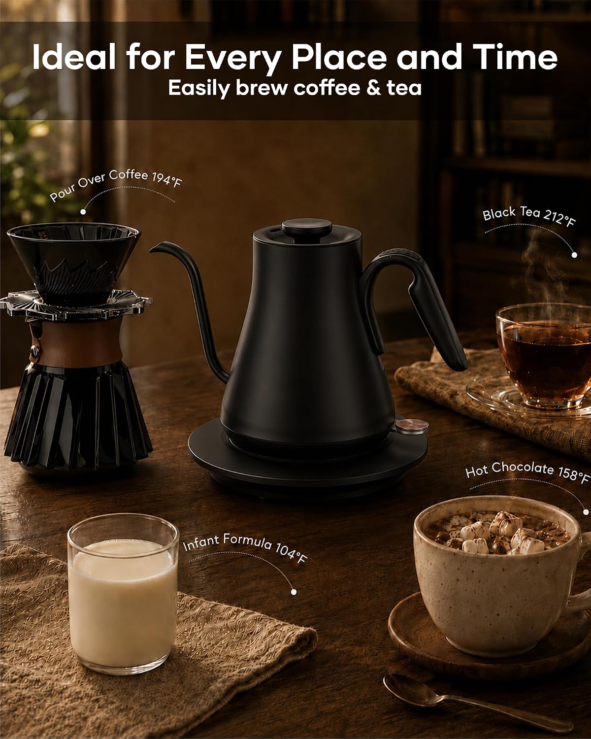 Cocinare Gooseneck Electric Kettle 0.8L, Fast Boil Pour Over Coffee, Tea