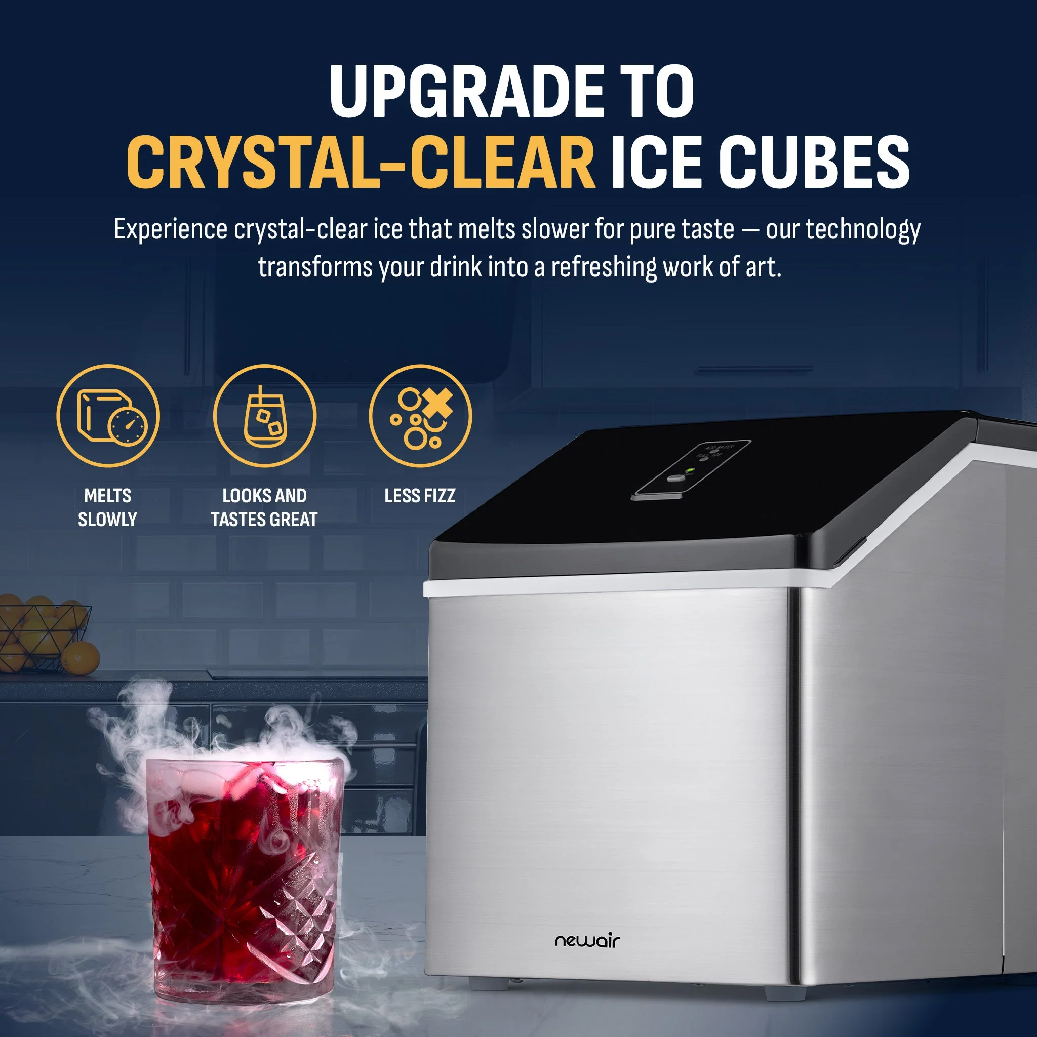 Newair Countertop Ice Maker. Clear Ice, 40 lbs/day - Stainless Steel