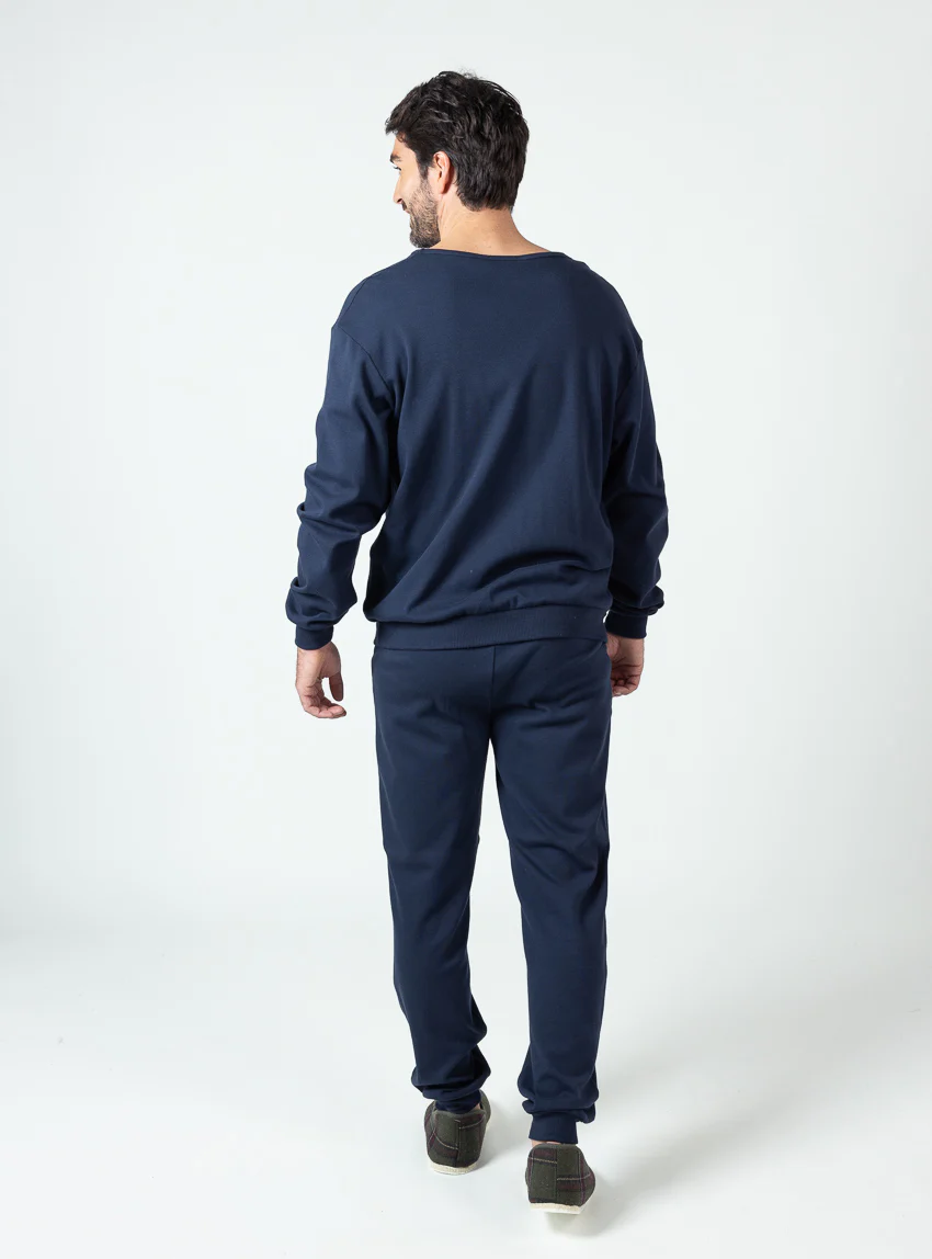 Pyjama homme en coton bleu marine
