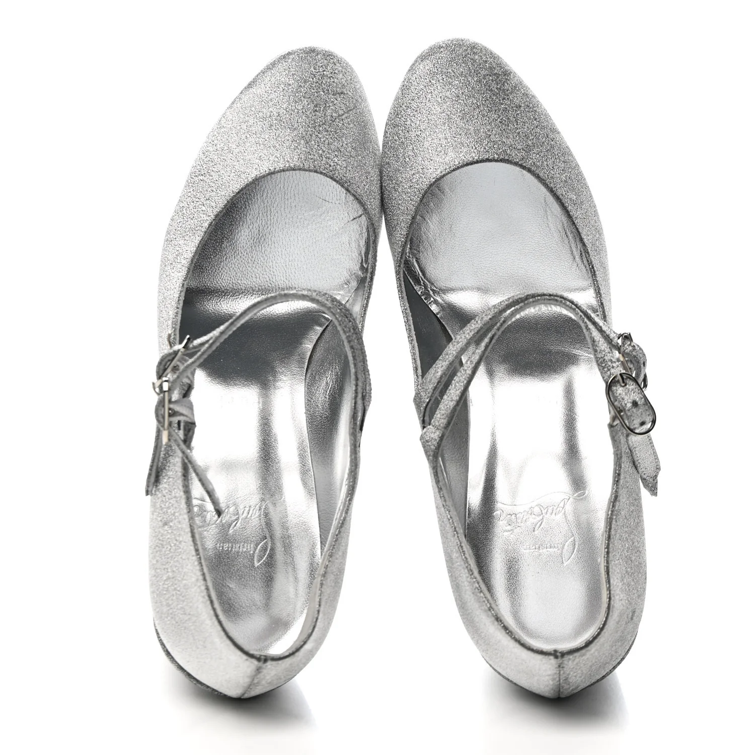 Glitter Calfskin Movida Jane 130 Platform Pump 38.5 Silver
