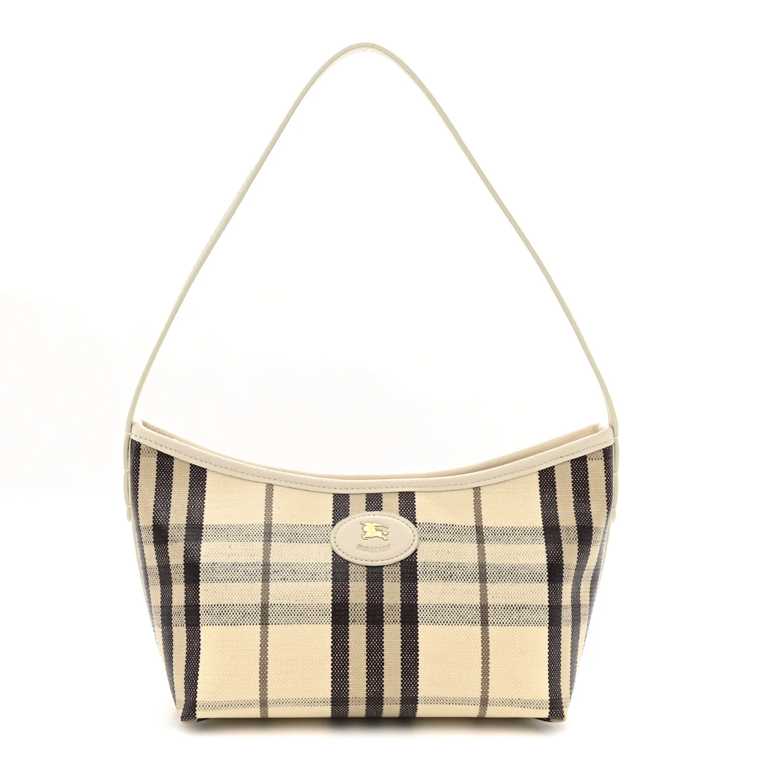 Coated Canvas Vintage Check Calfskin Mini Highlands Shoulder Bag Light Beige