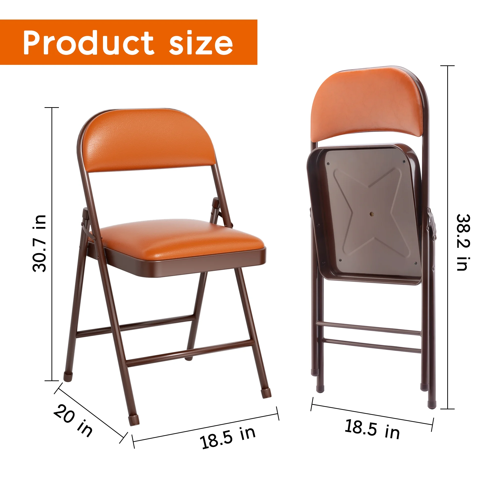 4 Pack Padded Folding Chairs with Upholstered Cushion and Back, Metal Frame for Indoor and Outdoor, Commercial Use (Set of 4) - Image 3