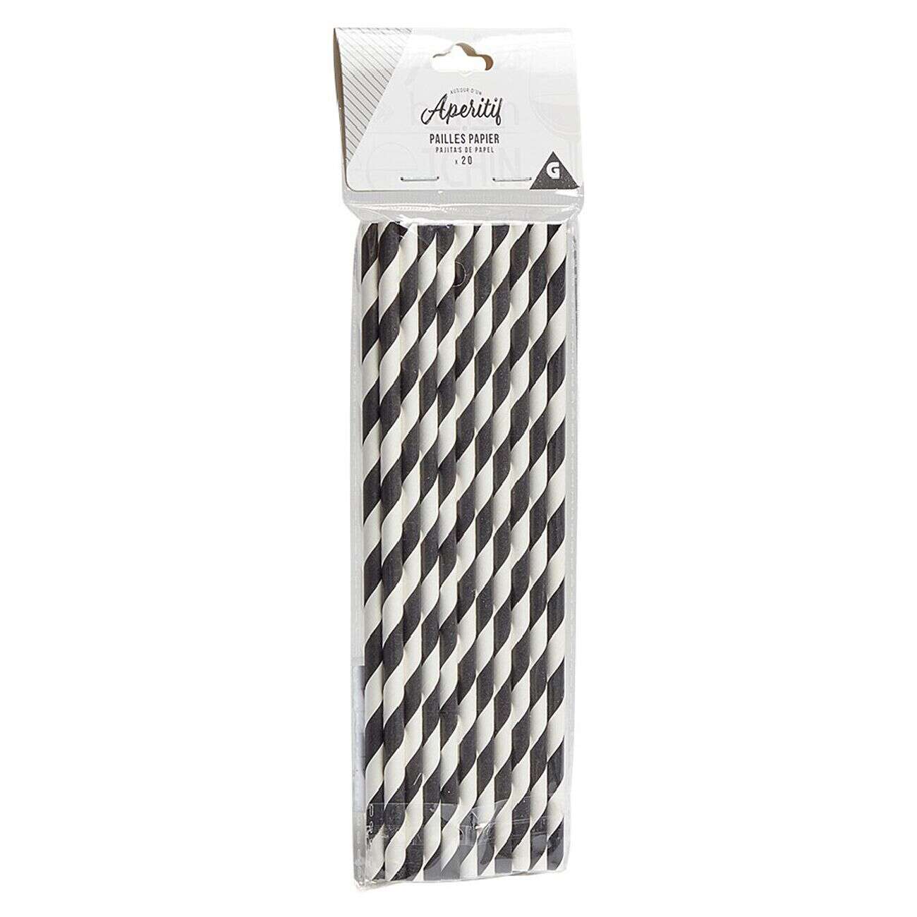 Pailles en papier x20 motif chevron