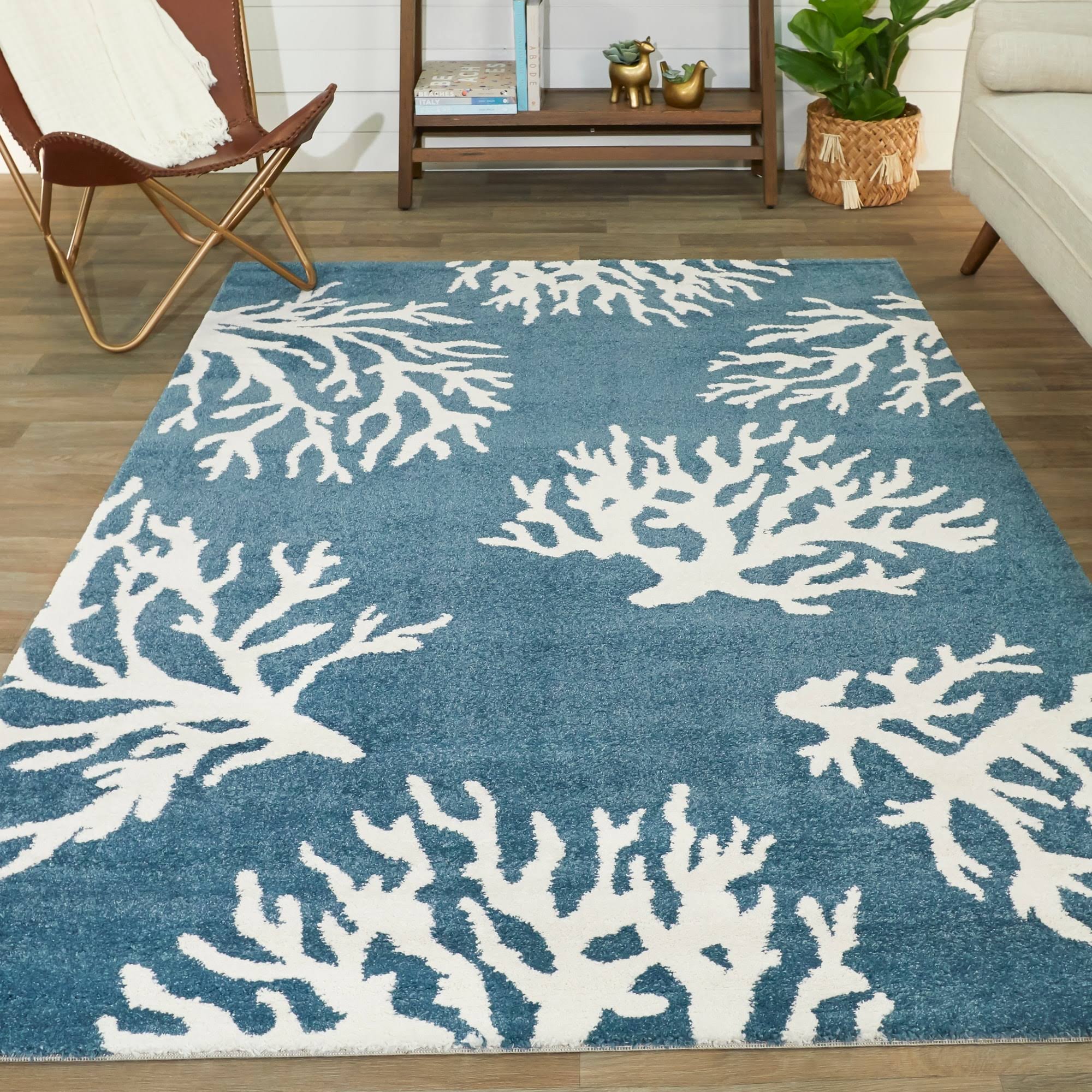 Balta Caistor Coastal Coral Print Area Rug - 5'3