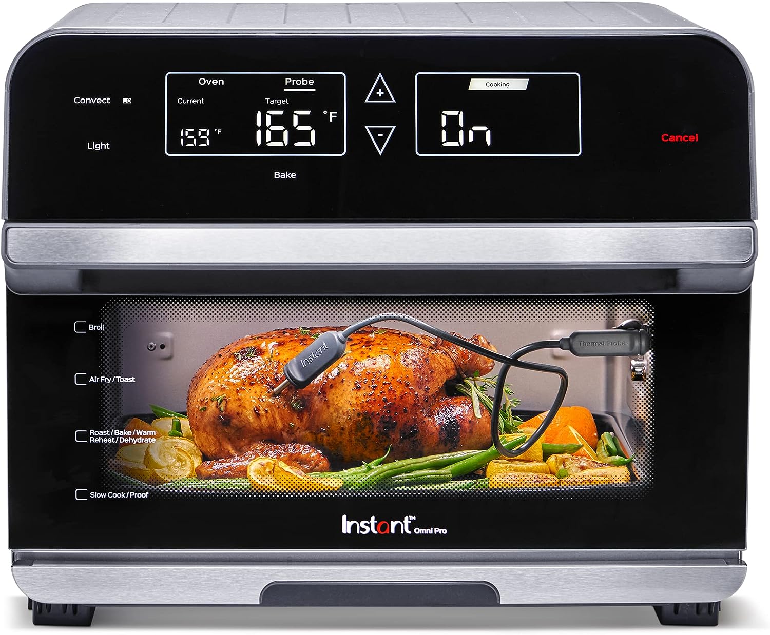 Four combiné friteuse à air chaud et grille-pain Instant Omni Pro 19 QT/18 L, par les créateurs d'Instant Pot, 14 fonctions en 1, peut contenir une pizza de 30 cm, 6 tranches de pain, application avec plus de 100 recettes