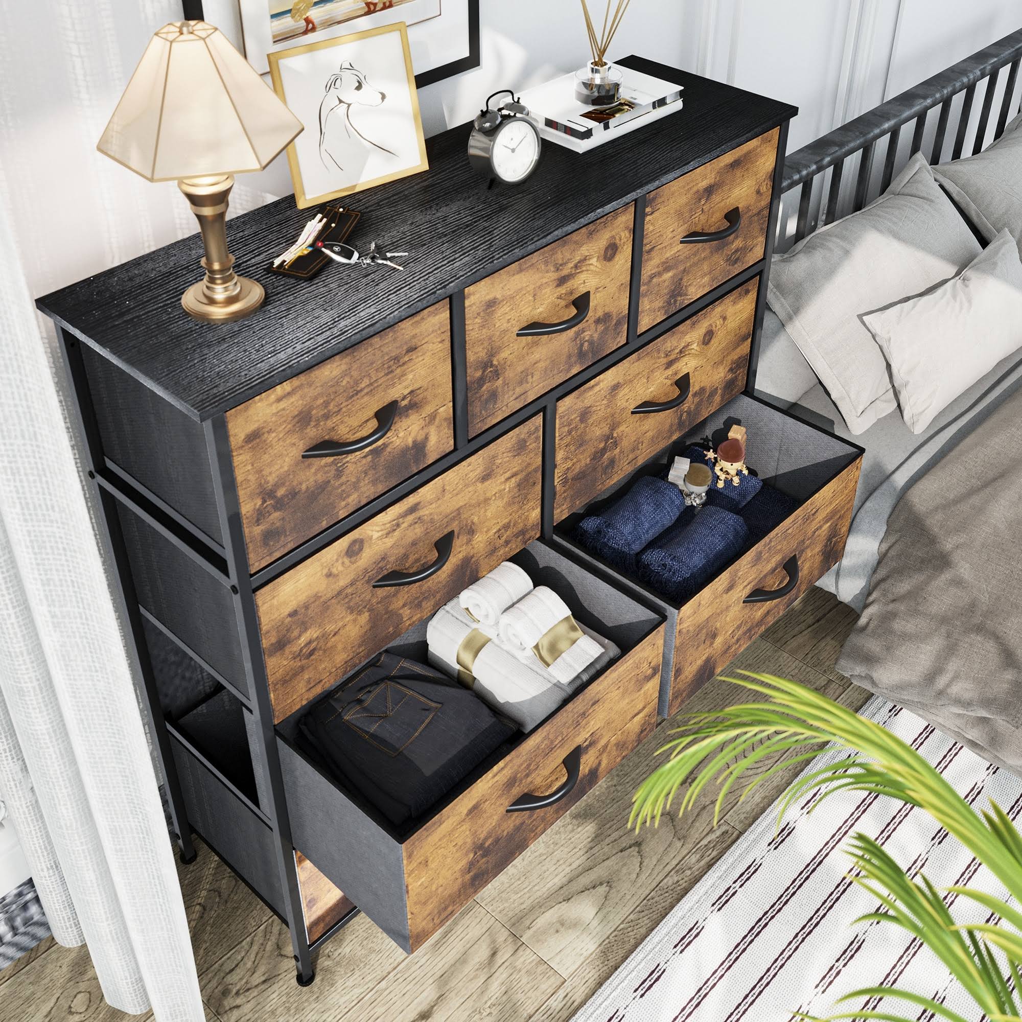 Modern 9-Drawer Bedroom Dresser Storage Tower Rustic, Women's