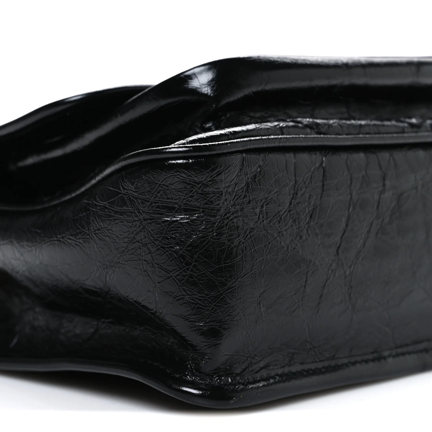 Crinkled Calfskin Matelasse Monogram Baby Niki Chain Satchel Black