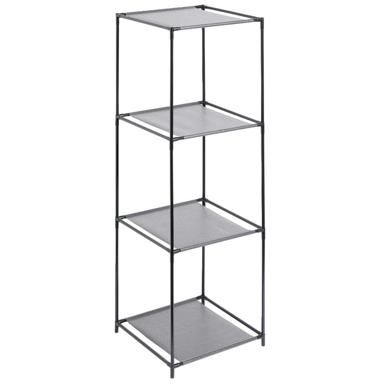 Étagère 4 niveaux 3 compartiments métal noir 35x35xH102cm