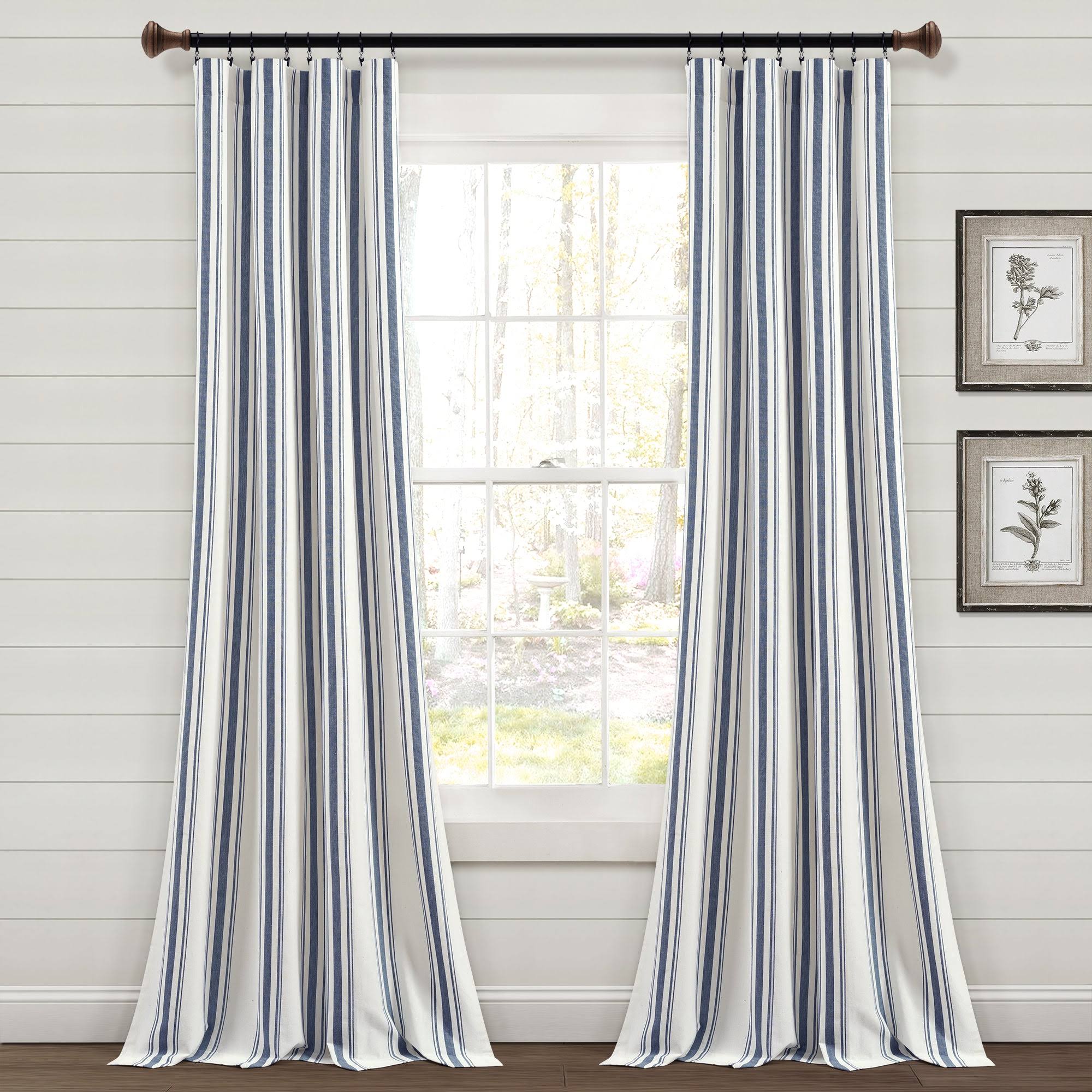 Lush Decor Farmhouse Stripe Yarn Dyed Cotton Window Curtain Panel Pair - 84