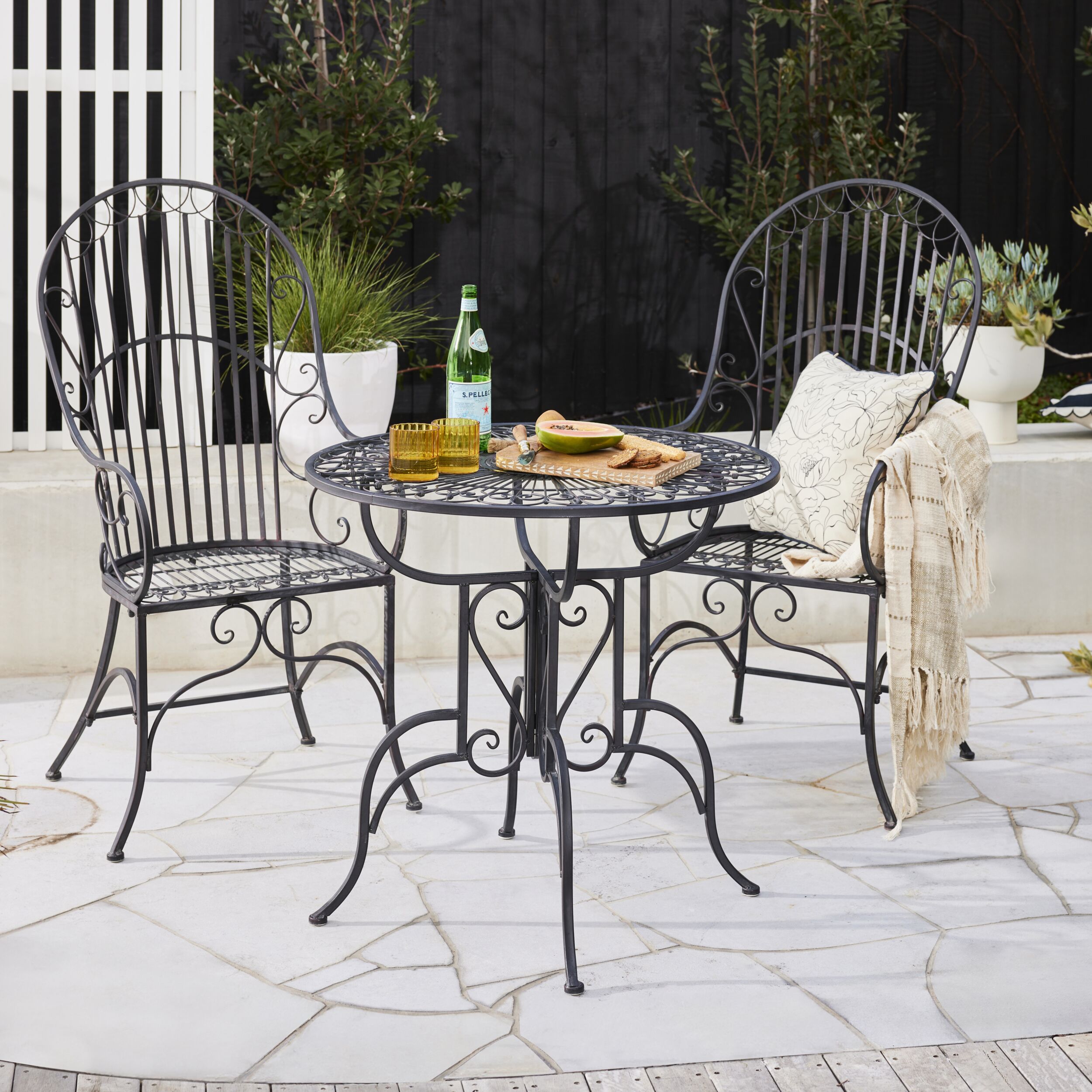 Arles Garden Table Black with 2 Arles Garden Chair Black Package