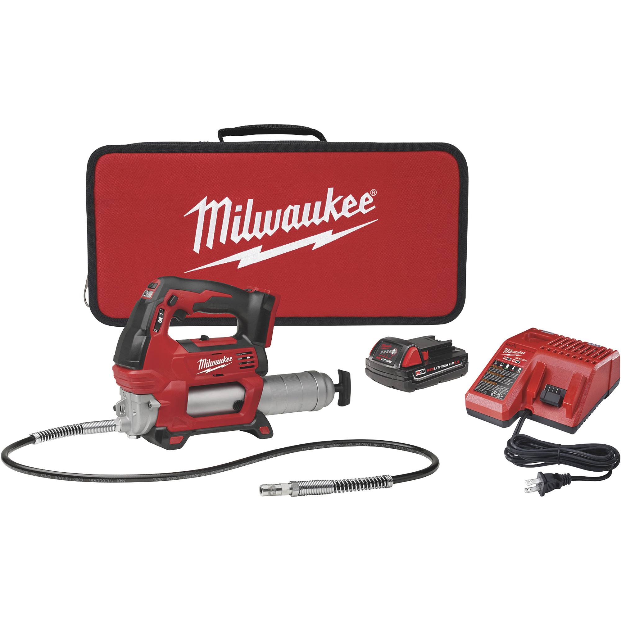 Milwaukee M18 18V, 10,000 PSI Cordless Grease Gun Kit - 1 Battery, Model 2646-21CT
