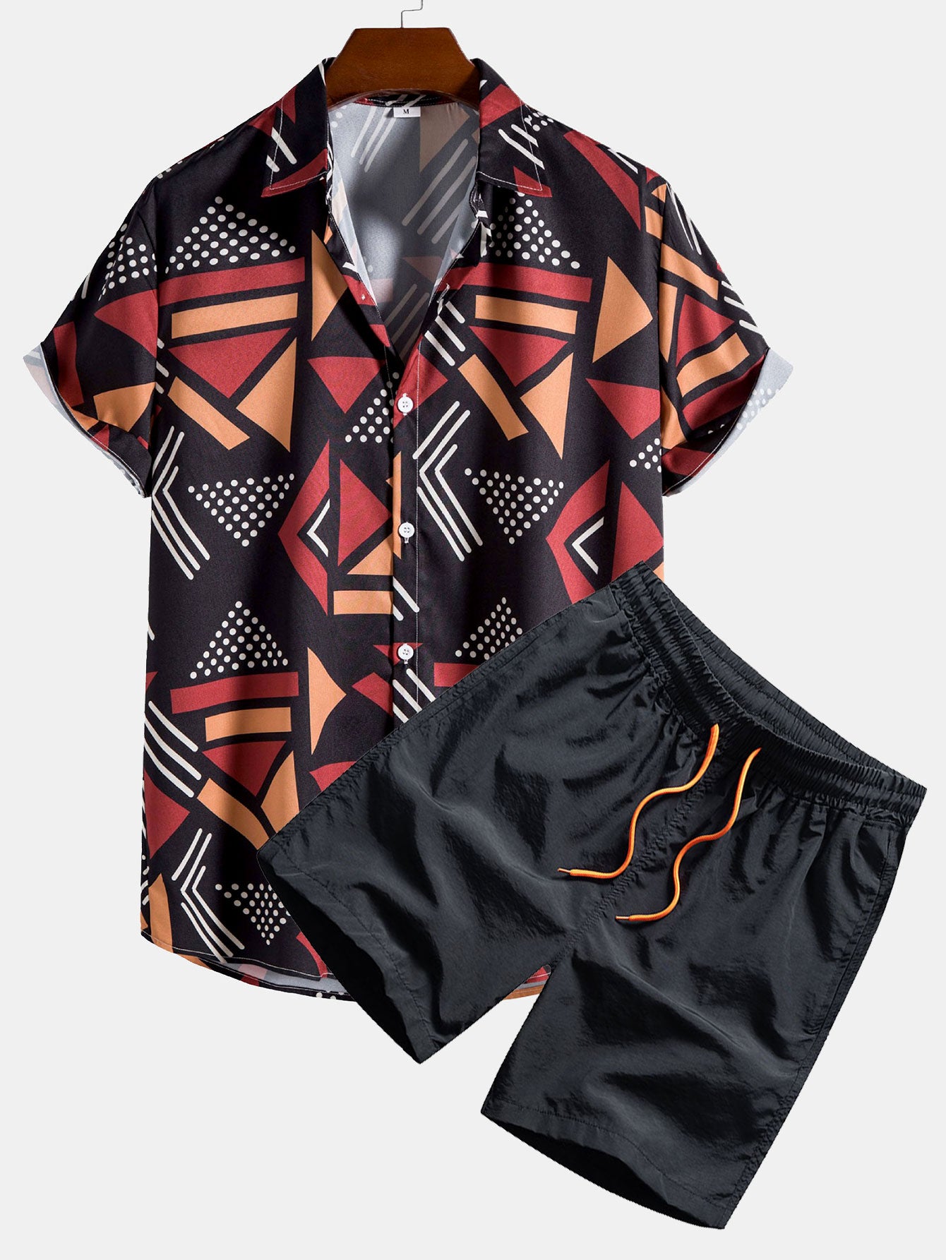 Chemise à imprimé géométrique et short de bain