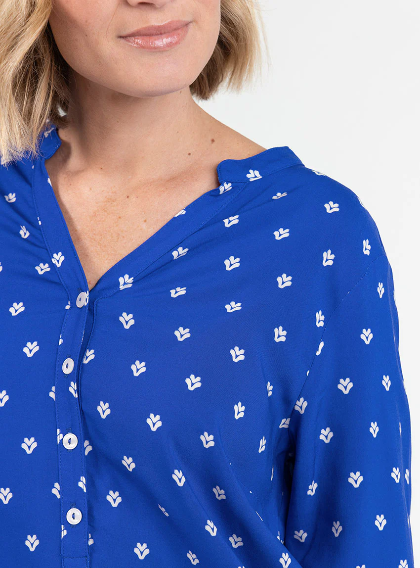 Blouse femme en viscose bleu mer