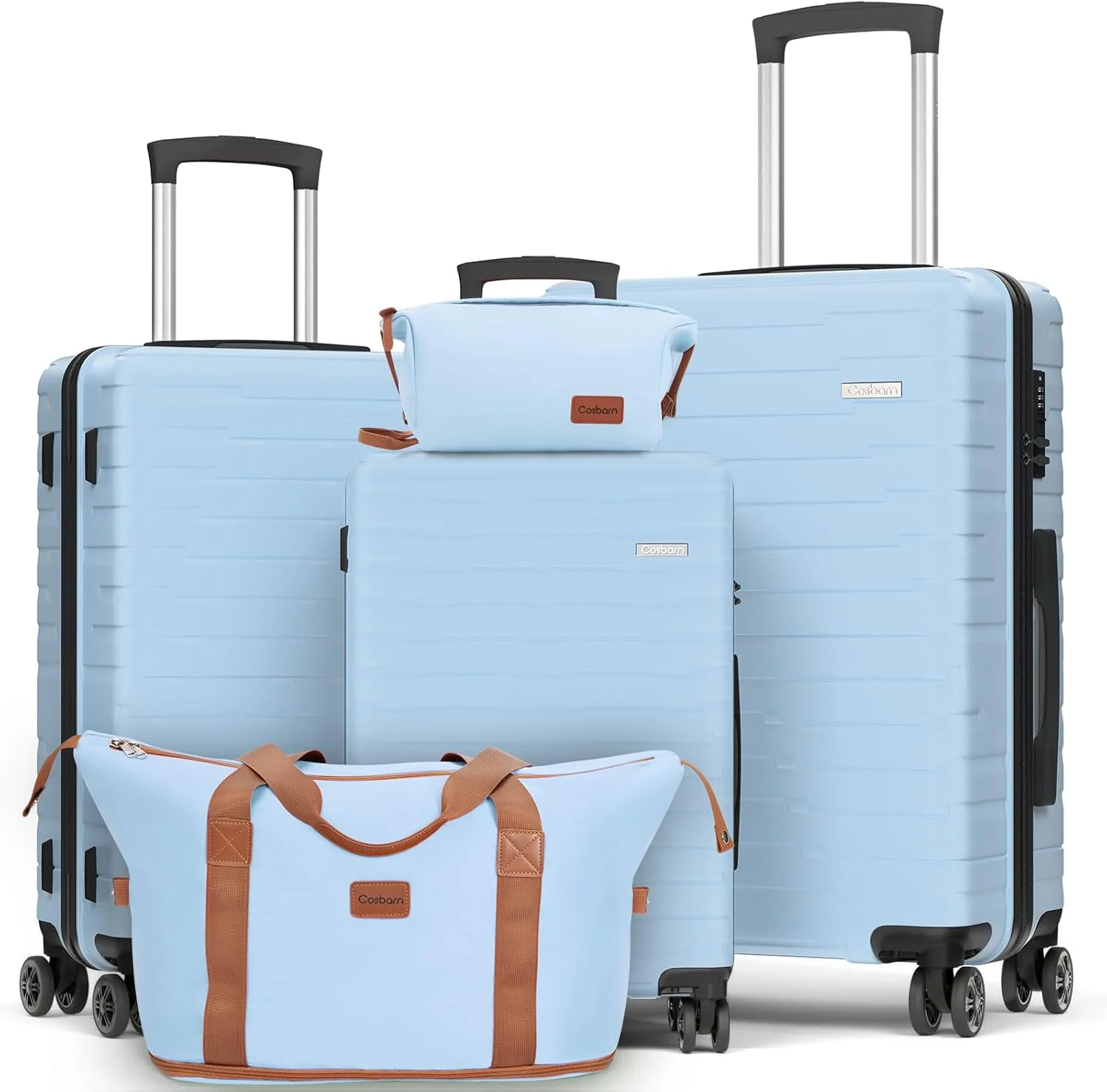 Ensemble de 5 valises à roulettes, valise rigide en ABS avec roulettes multidirectionnelles