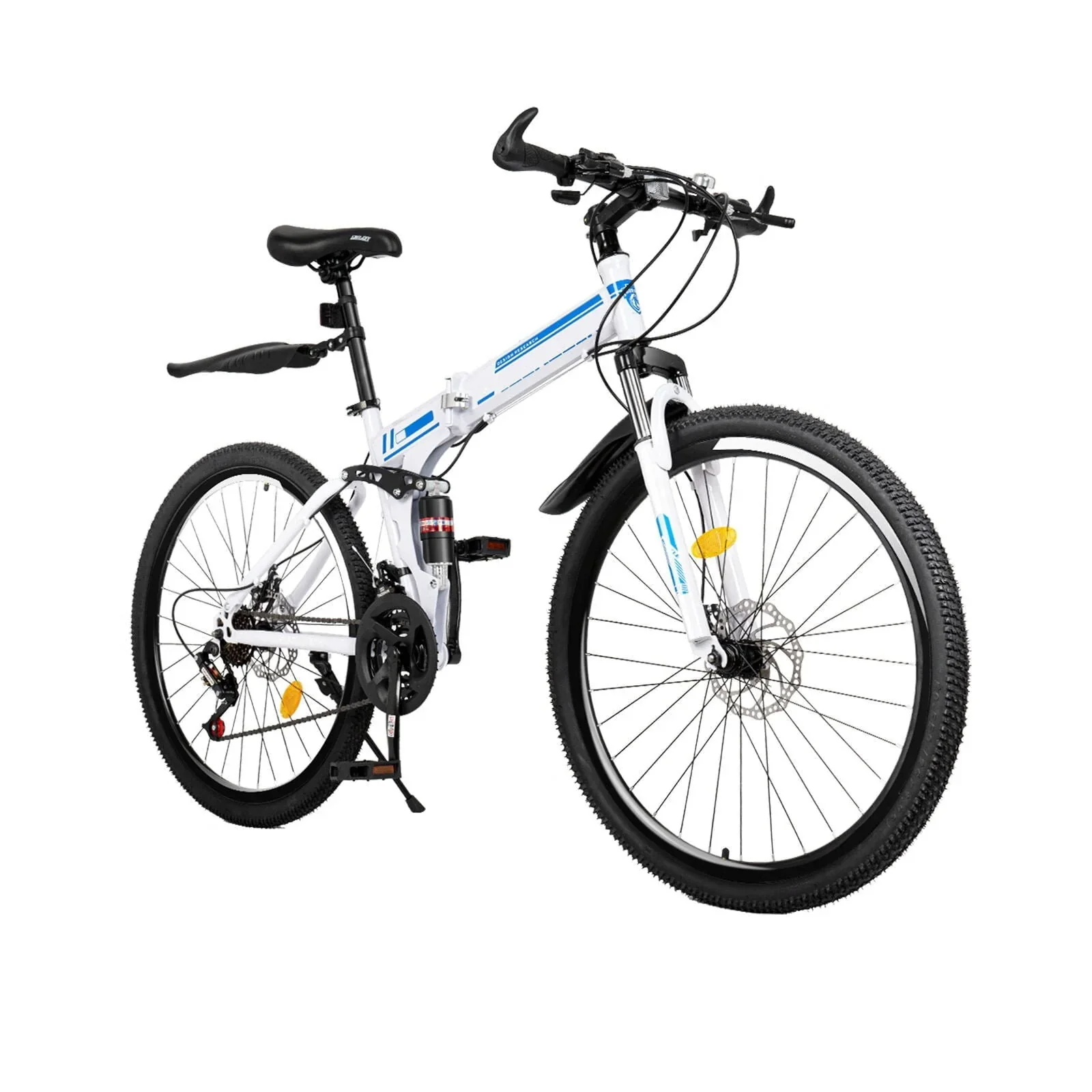 Wuzstar 26 Mountain Folding Bike 21-Speed High-Carbon Steel Mountain Bicycle with Dual Disc-Brake