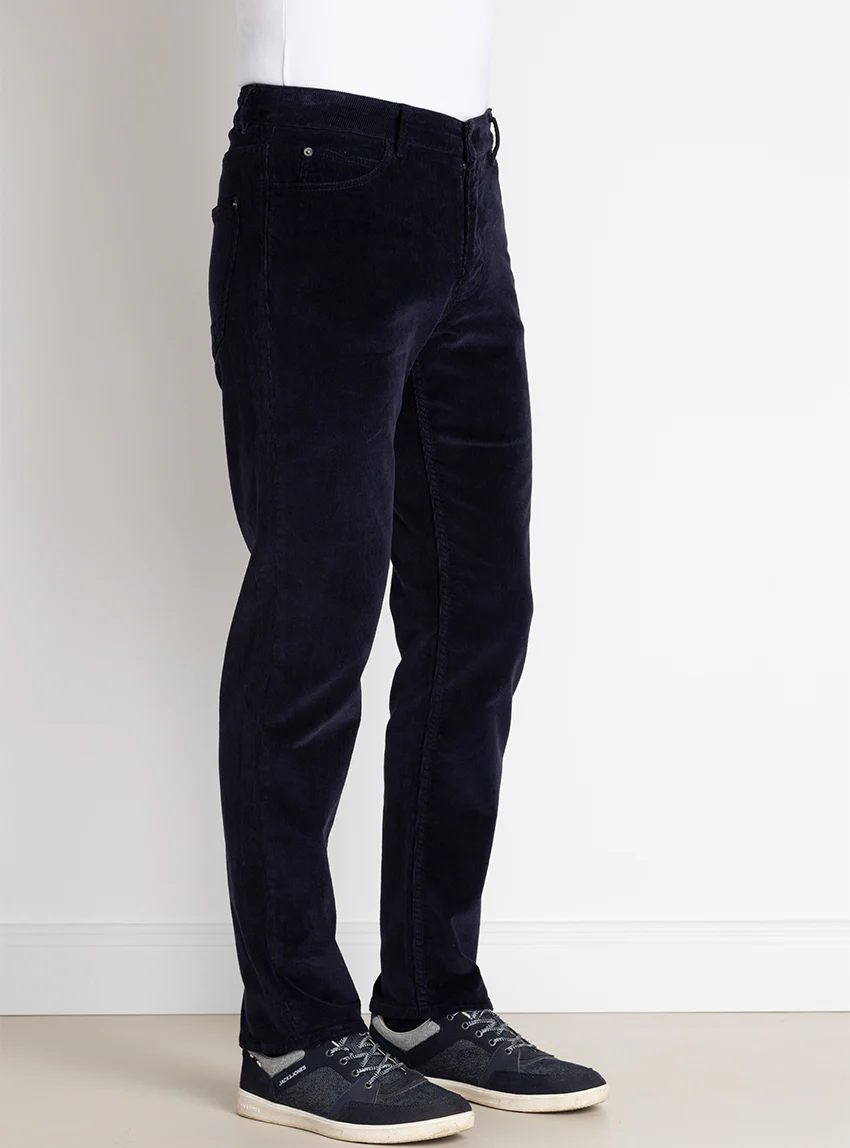 Pantalon homme velours côtelé en coton Bleu Marine