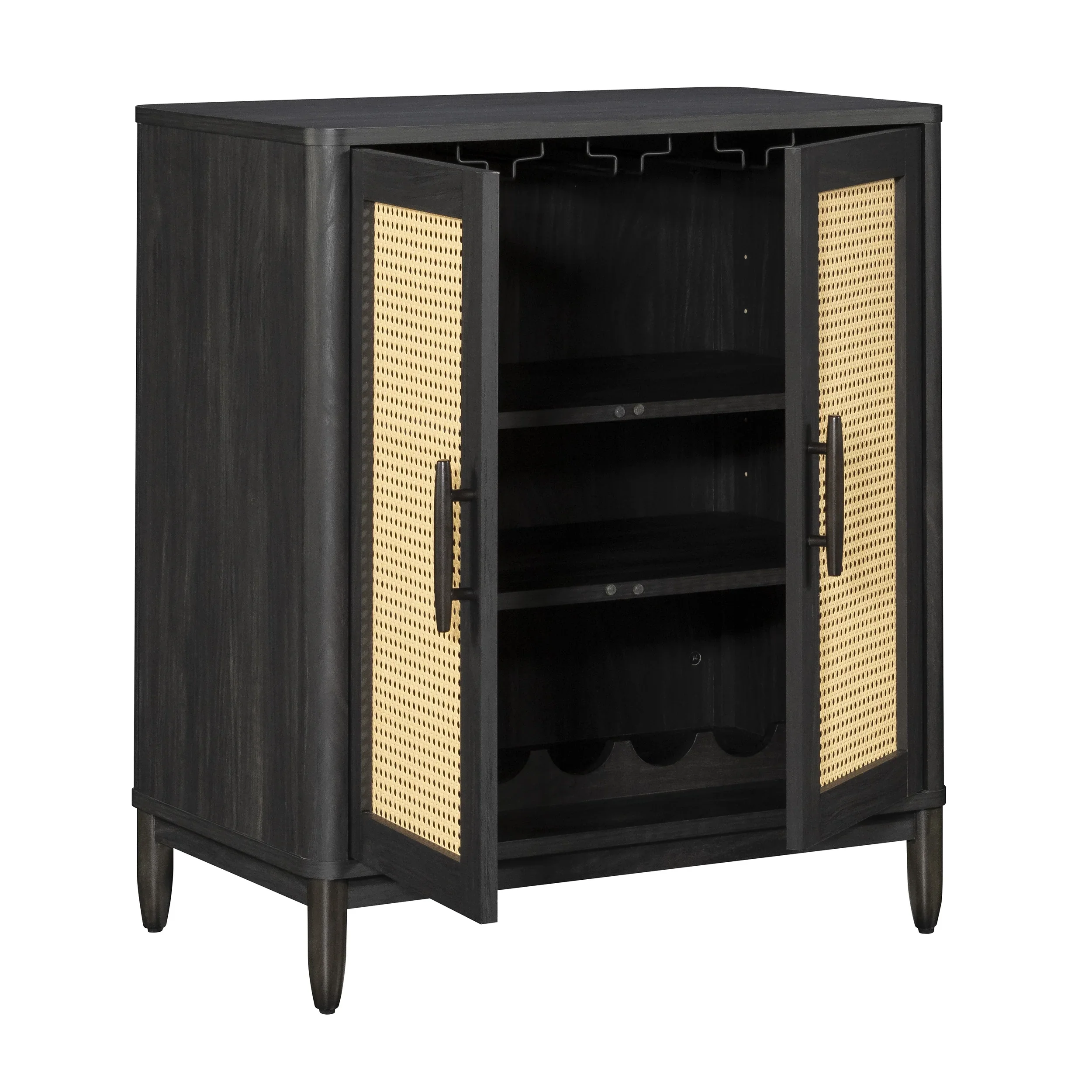 Better Homes & Gardens Springwood Caning Bar Cabinet, Light Honey Finish