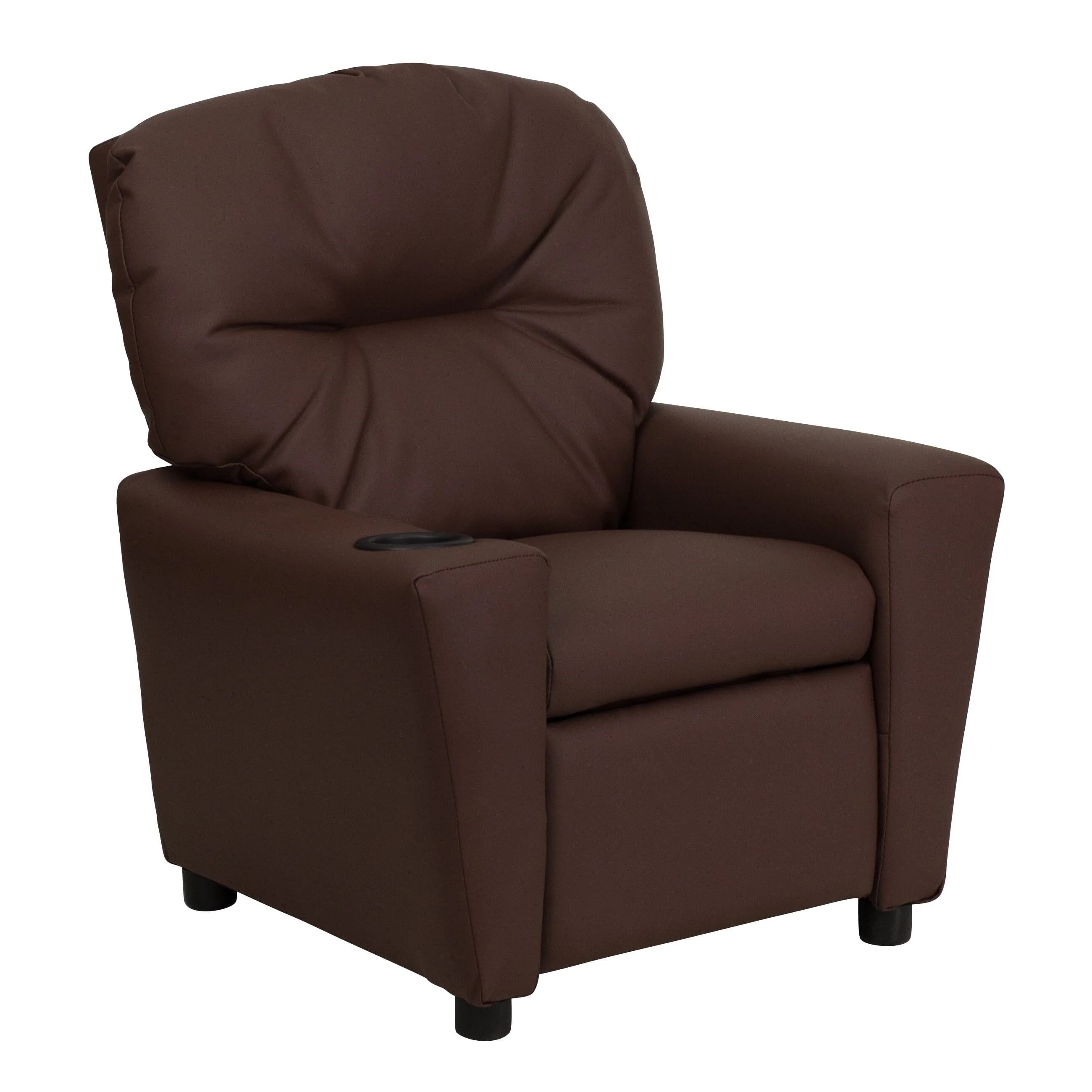 Lancaster Home Contemporary Kids Recliner with Cup Holder Brown Microfiber(Beige Vinyl) Image 10