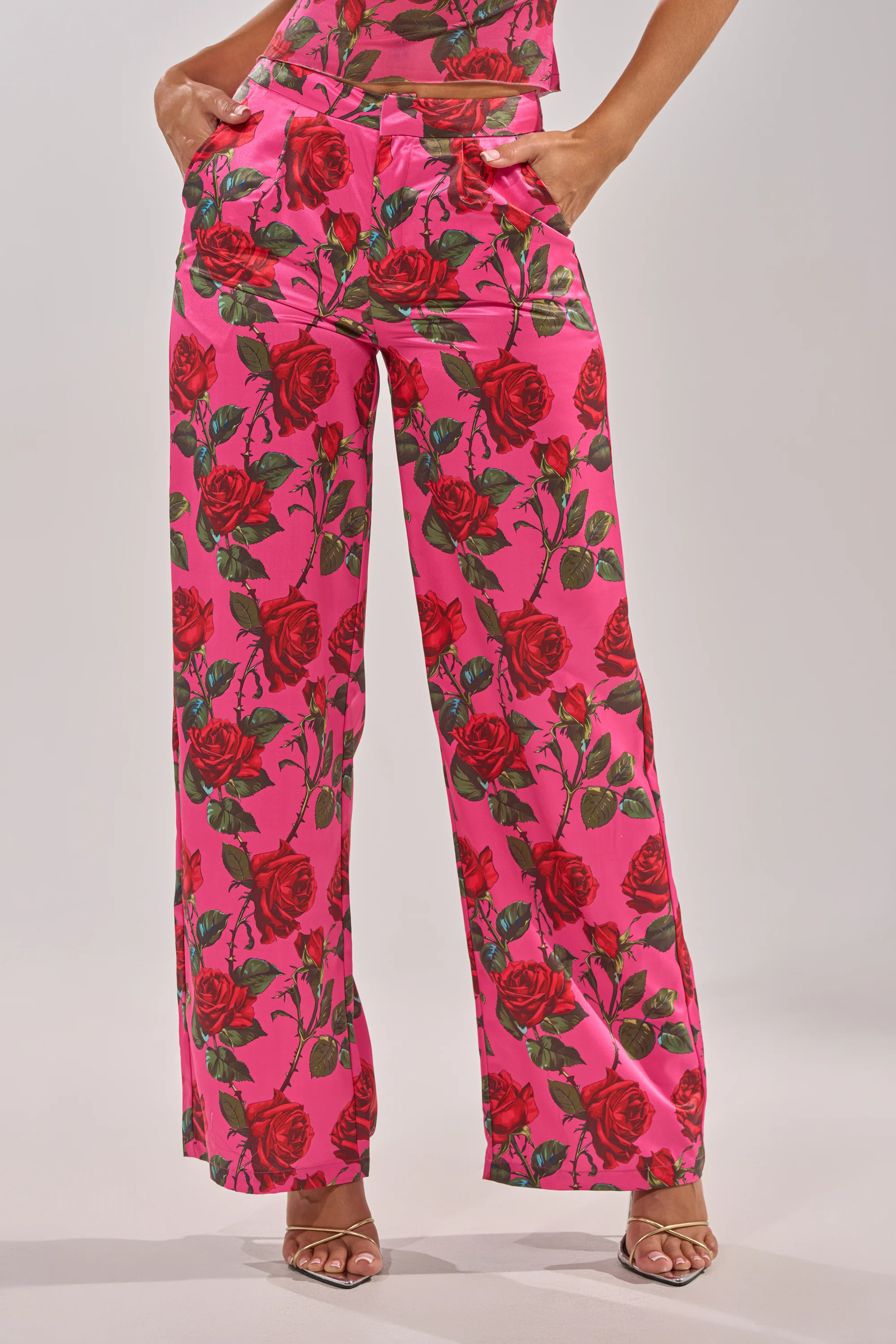 DOZEN ROSES SATIN PANT IN FUCHSIA - Akira Store